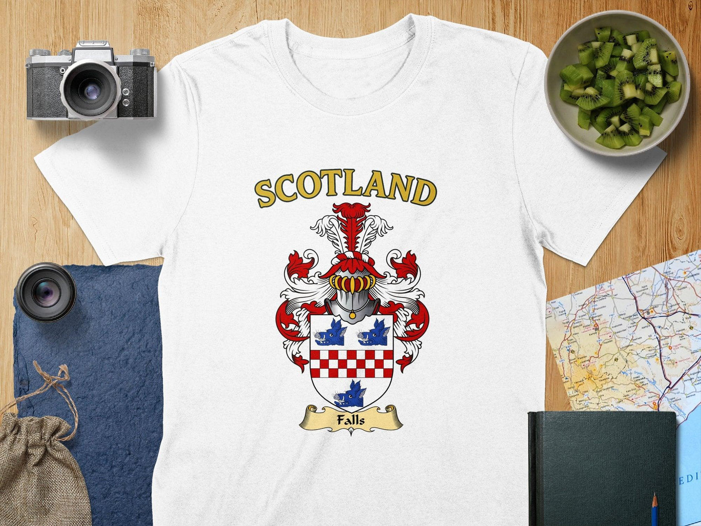 Falls Clan Coat of Arms Heraldic Family Crest T-Shirt - Celtic Ancestry Gifts