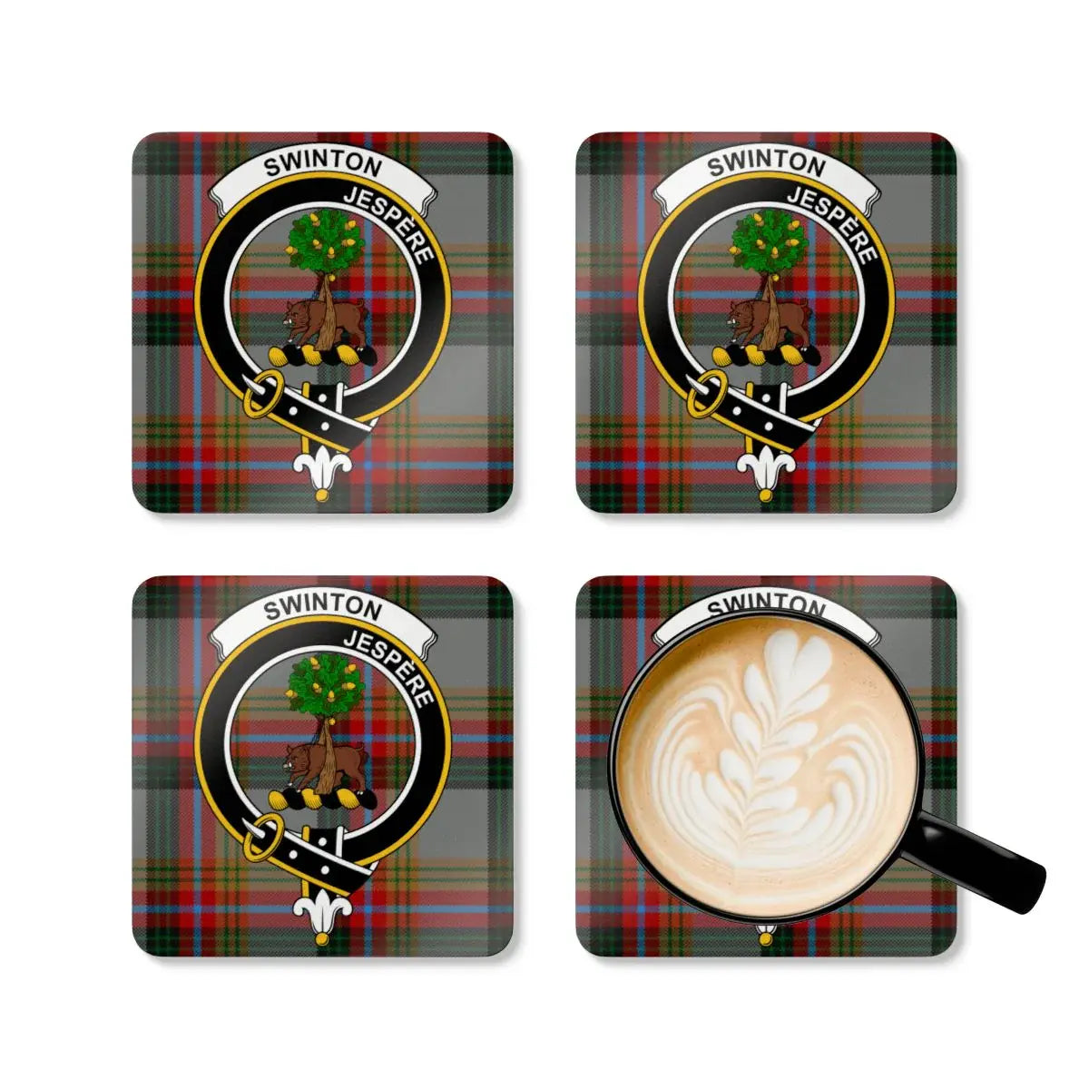 Clan Swinton Crest Tartan Coaster Set Unique product