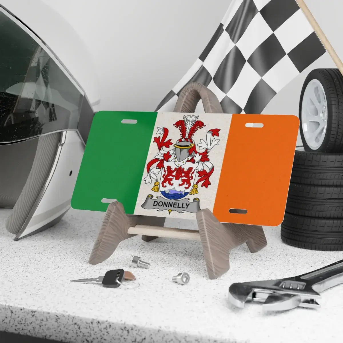 Donnelly Coat of Arms with Irish Flag License Plate product