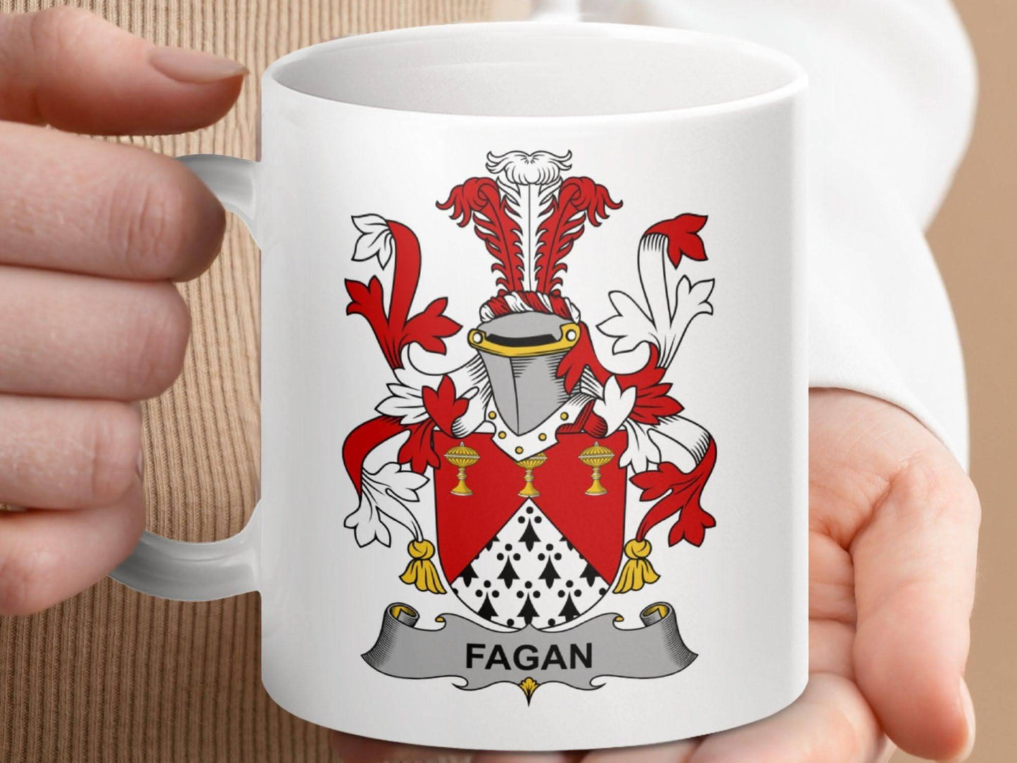 Fagan Surname Irish Family Crest Mug - Celtic Ancestry Gifts