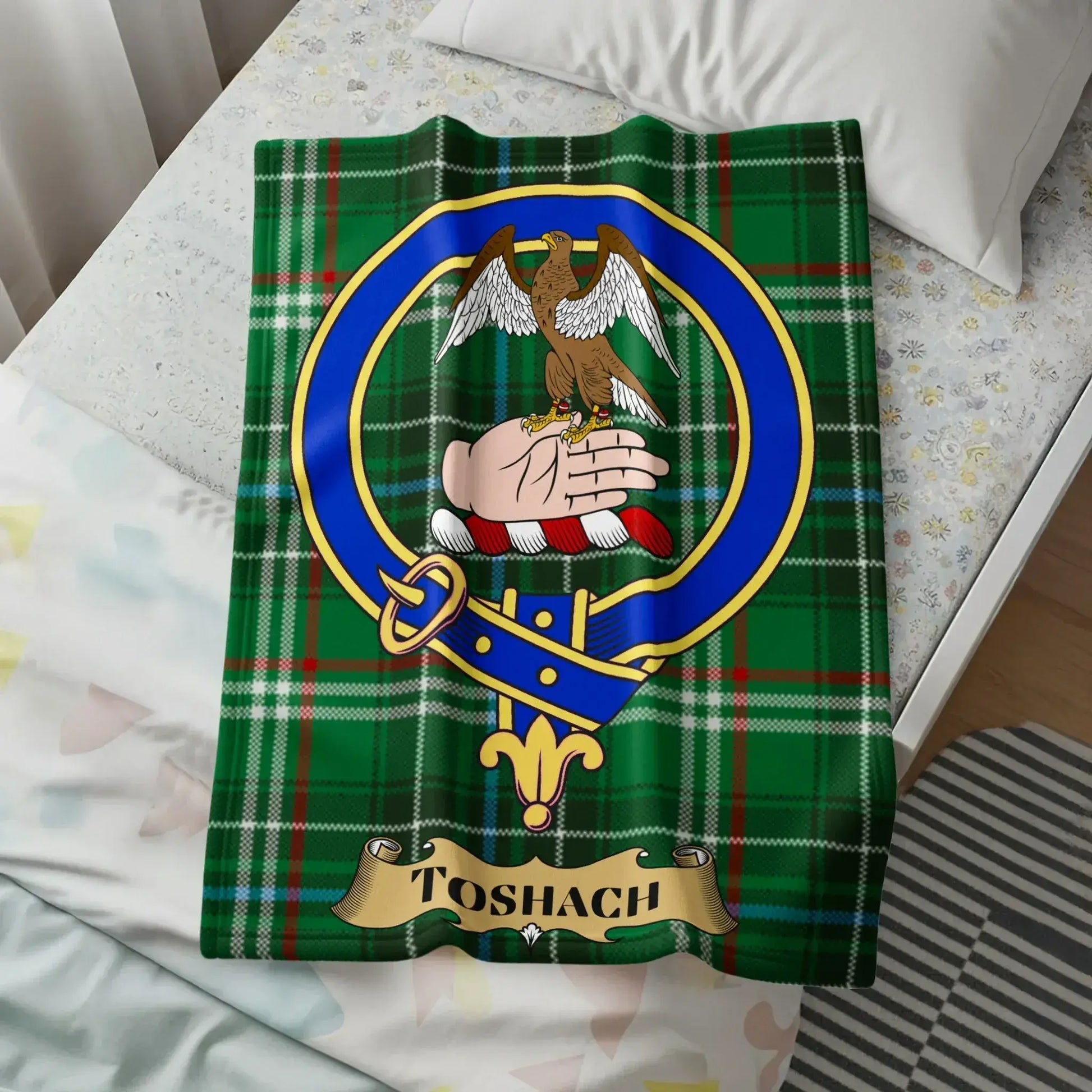 Scottish Clan Toshach Tartan Crest Emblem Blanket product