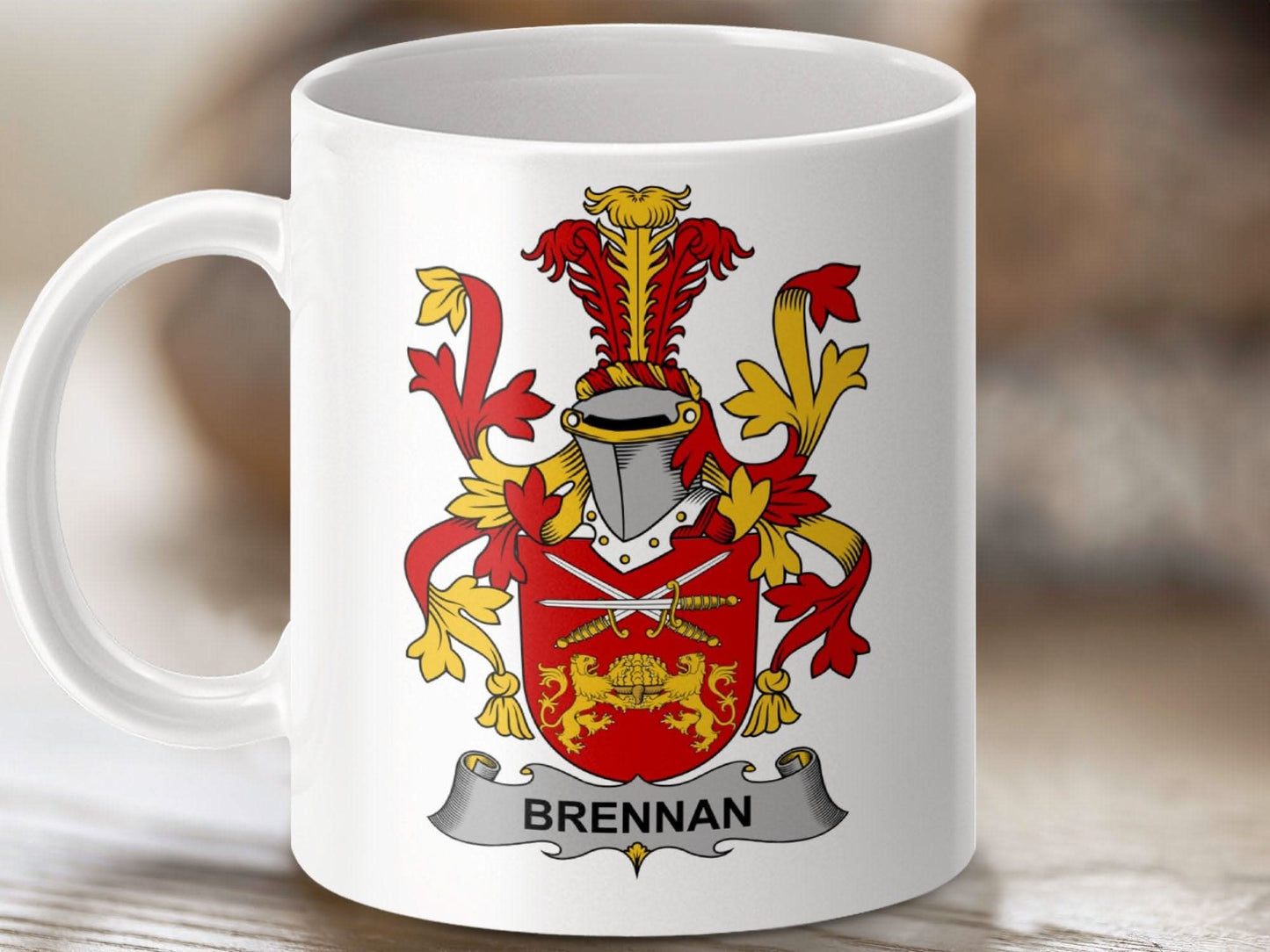 Brennan Surname Irish Family Crest Mug - Celtic Ancestry Gifts