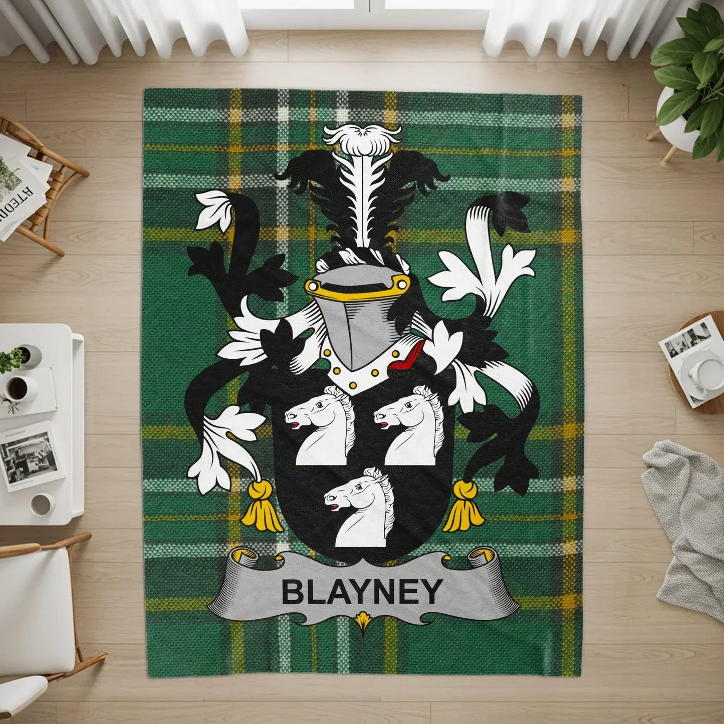 Blayney Family Crest Green Tartan Blanket product