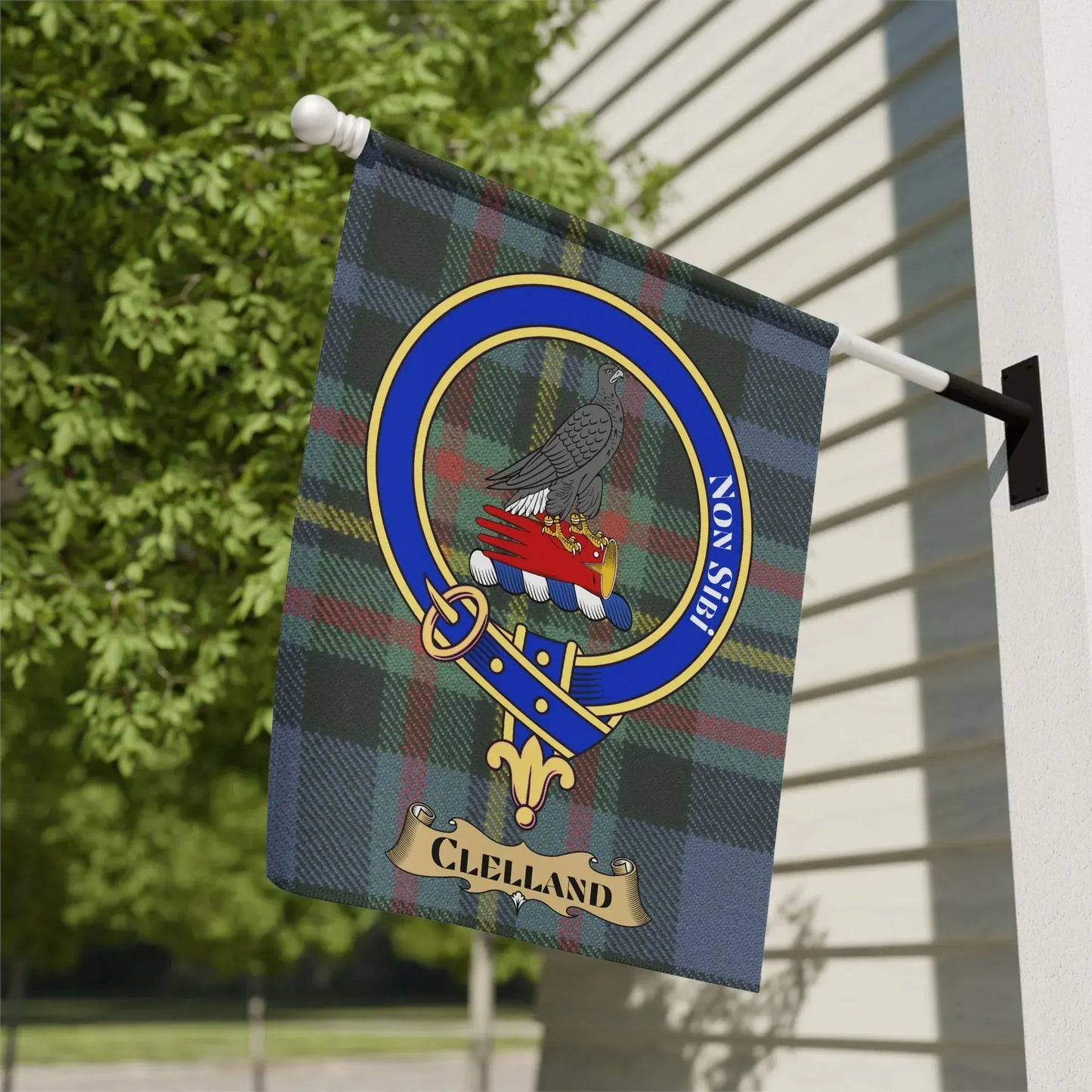 Clelland His Non-Sit Family Crest Plaid Flag product