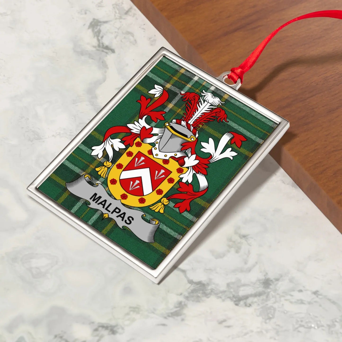Malpas Family Crest Rectangular Ornament product