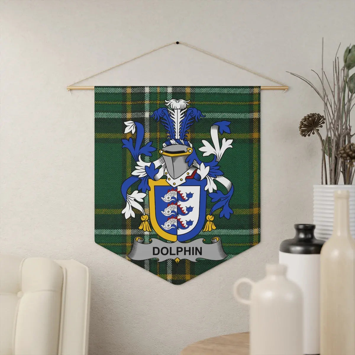 Custom Family Crest Plaid Wall Hanging Banner product