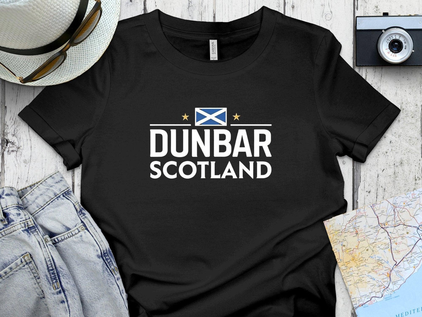 Dunbar Scotland T-Shirt with Bold Flag Design - Celtic Ancestry Gifts