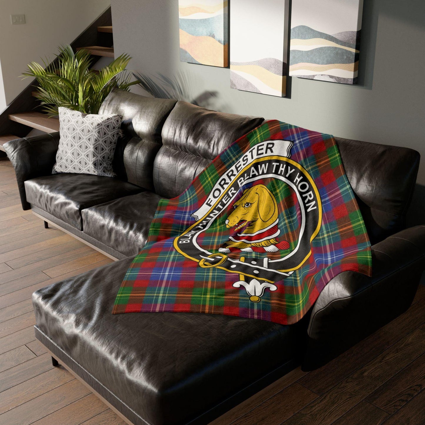 Forrester Clan Tartan Blanket – Scottish Crest Throw