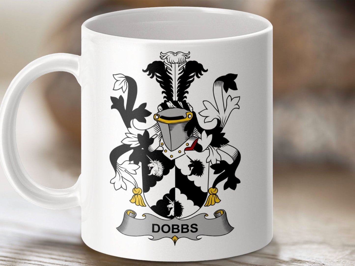 Dobbs Surname Irish Family Crest Mug - Celtic Ancestry Gifts