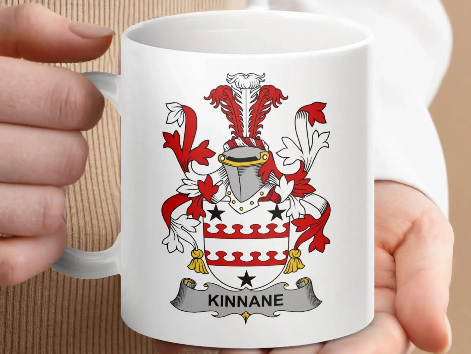 Kinnane Surname Irish Family Crest Heraldry Heritage Mug - Celtic Ancestry Gifts