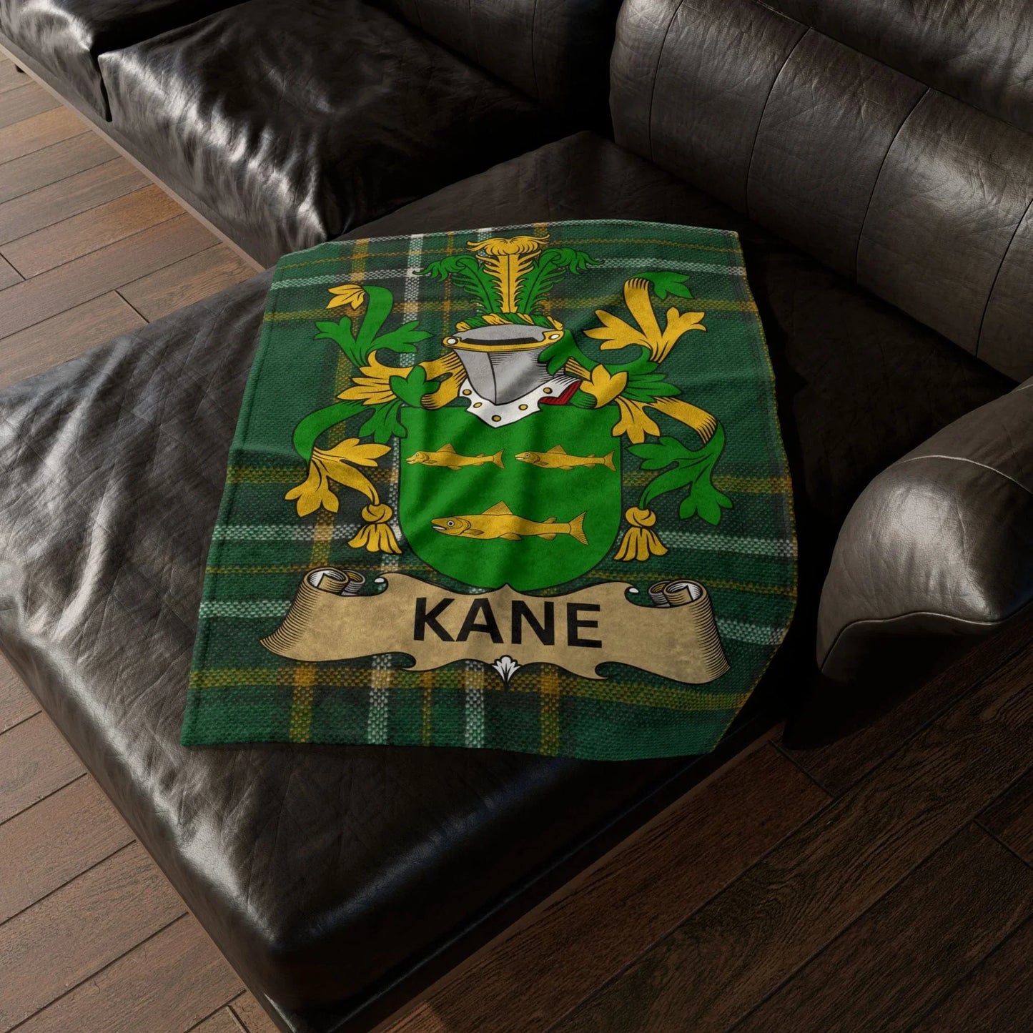 Kane Surname Irish Coat Of Arms Tartan Blanket