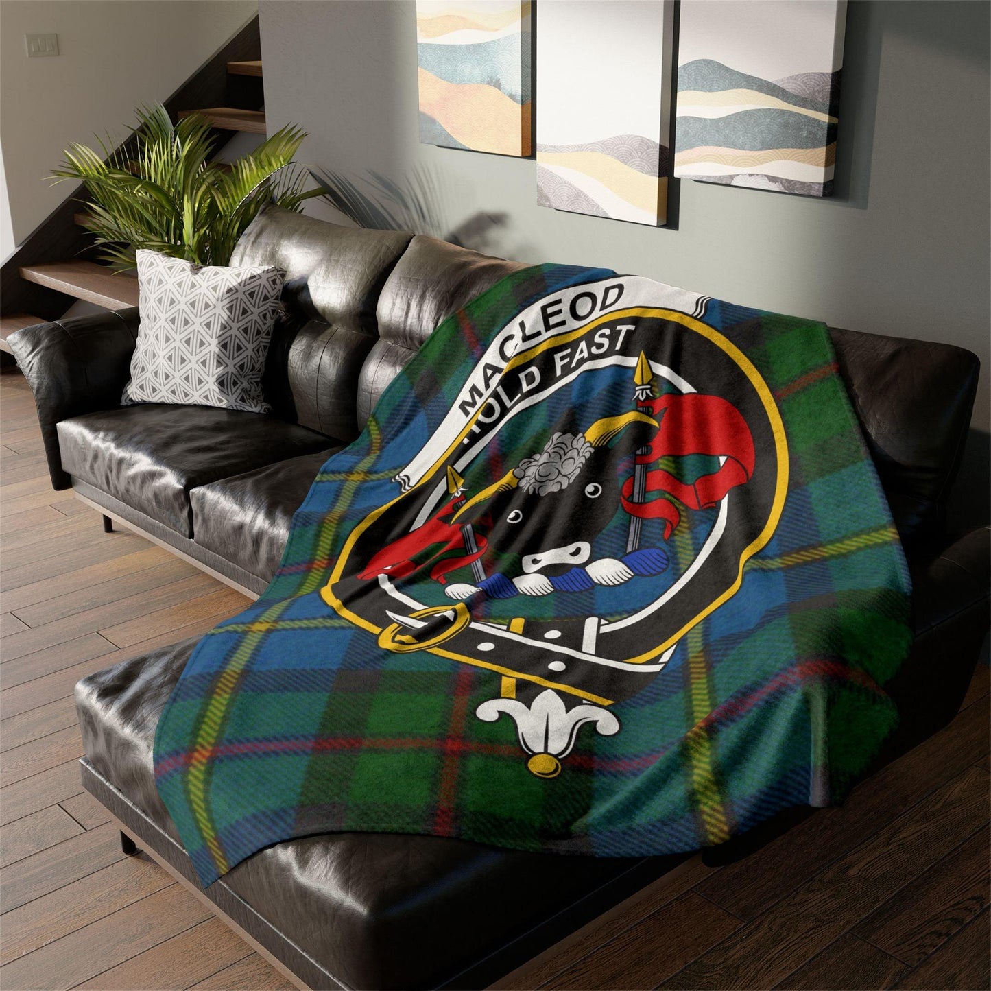 MacLeod Clan Tartan Blanket – Scottish Crest Throw, Soft & Cozy - Celtic Ancestry Gifts
