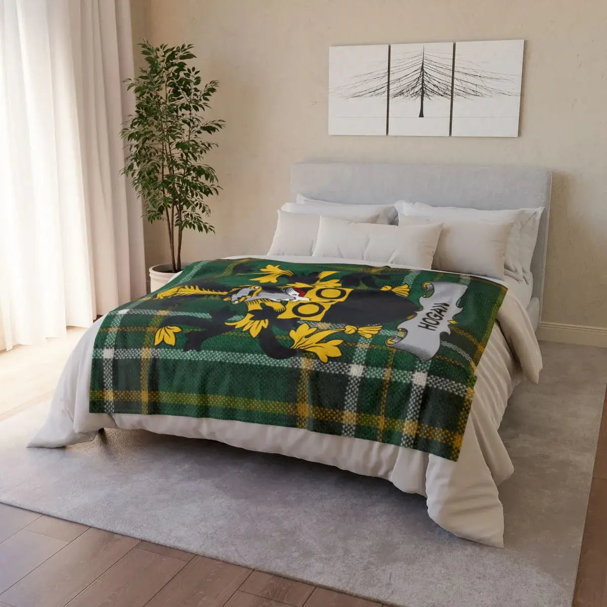 Personalized Green Tartan Crest Print Blanket product