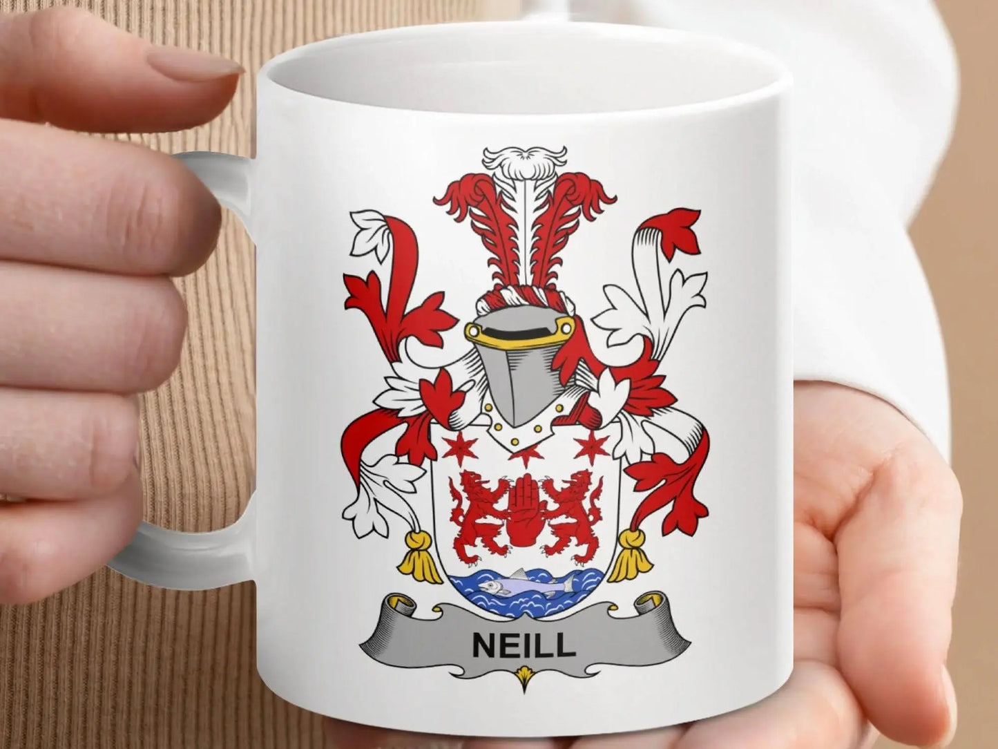 Neill Family Coat of Arms Heritage Ceramic Mug - Celtic Ancestry Gifts
