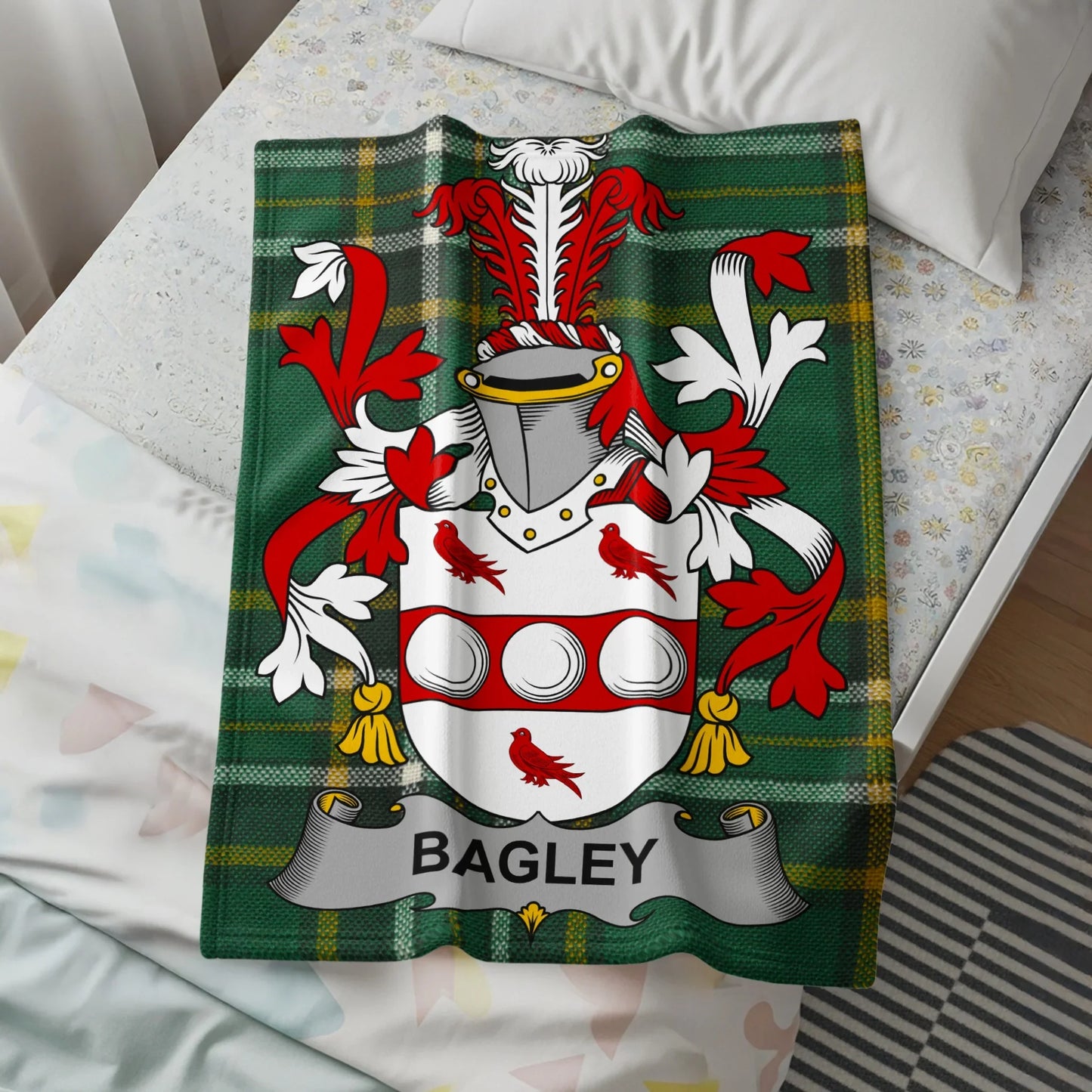 Bagley Family Crest Tartan Pattern Blanket product