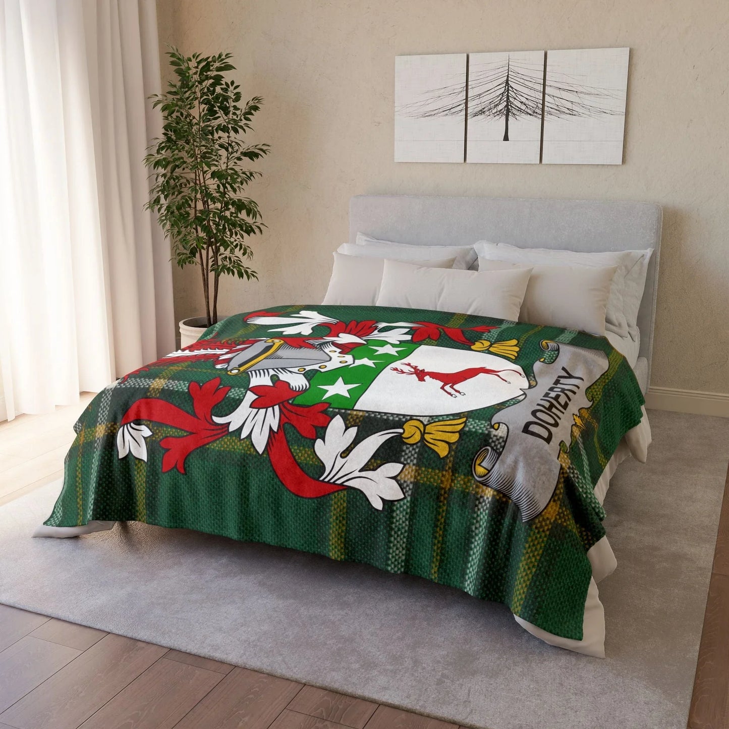 Doherty Surname Irish Coat Of Arms Tartan Blanket
