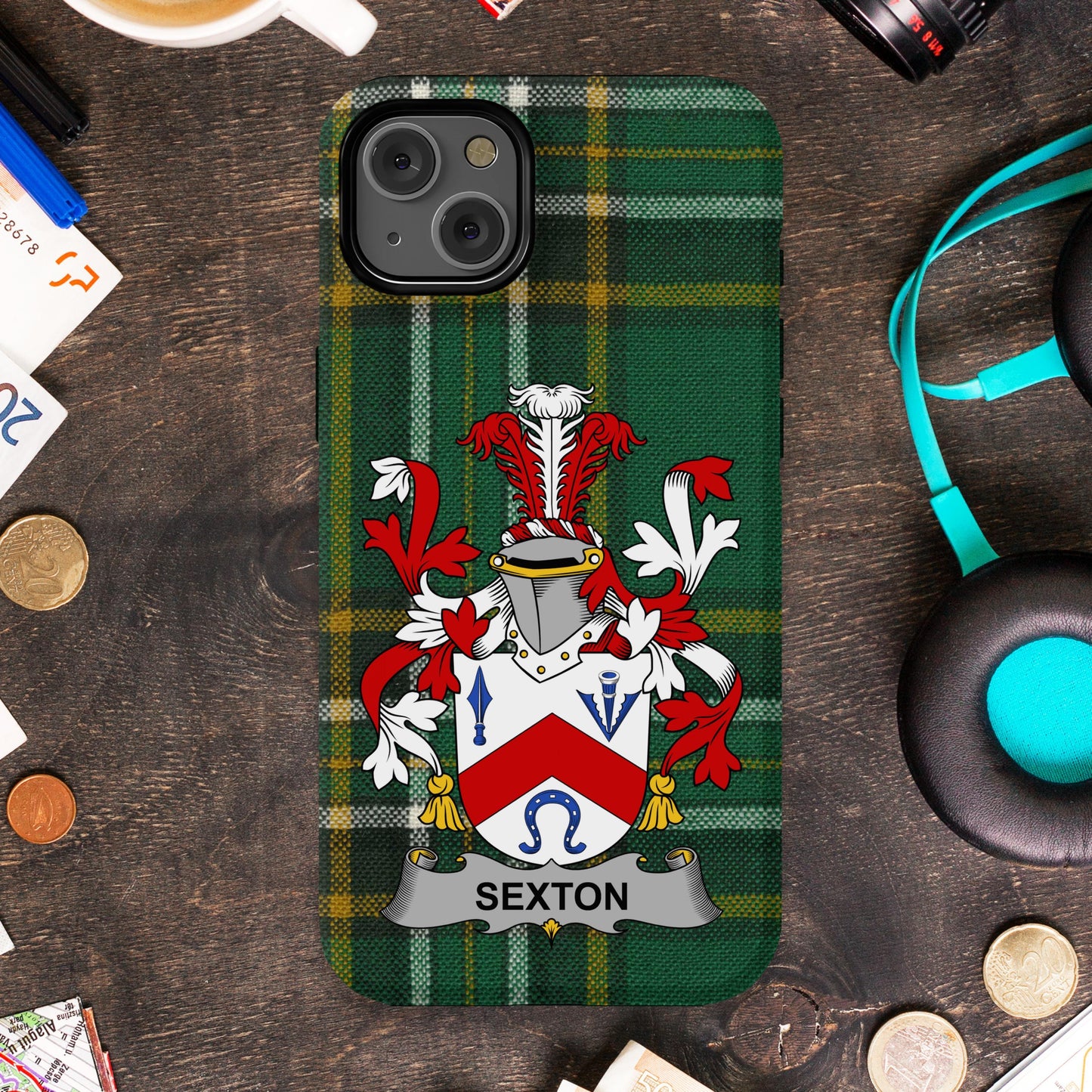 Sexton Family Crest Heraldry Design Cell phone cover - Celtic Ancestry Gifts