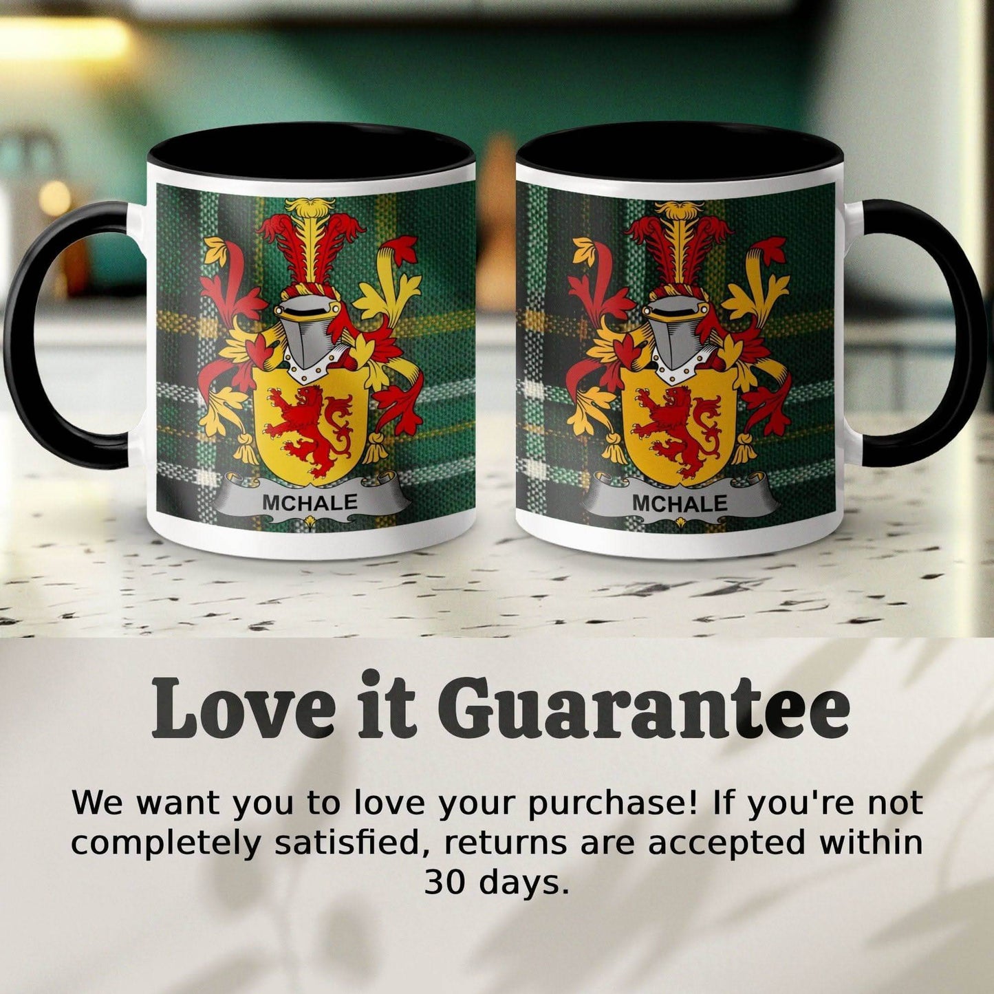 McHale Surname Family Crest Irish Tartan Mug - Celtic Ancestry Gifts