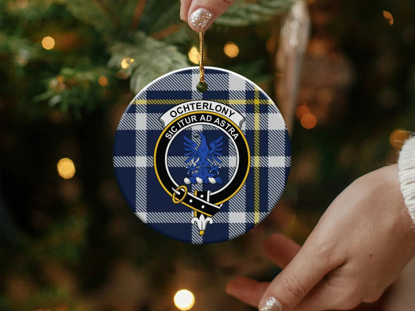 Ochterlony Sic Itur Ad Astra Blue Plaid Ornament product