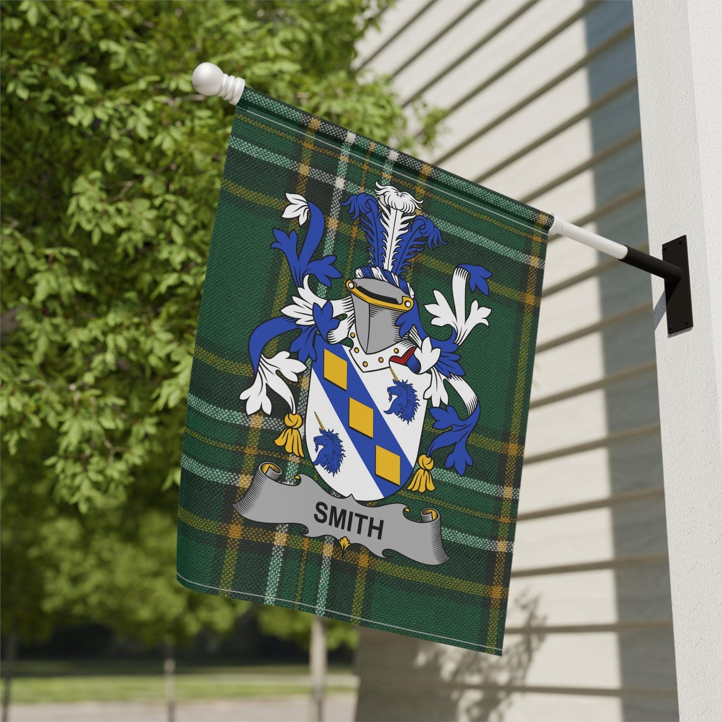 Custom Irish Surname Coat of Arms Tartan Flag