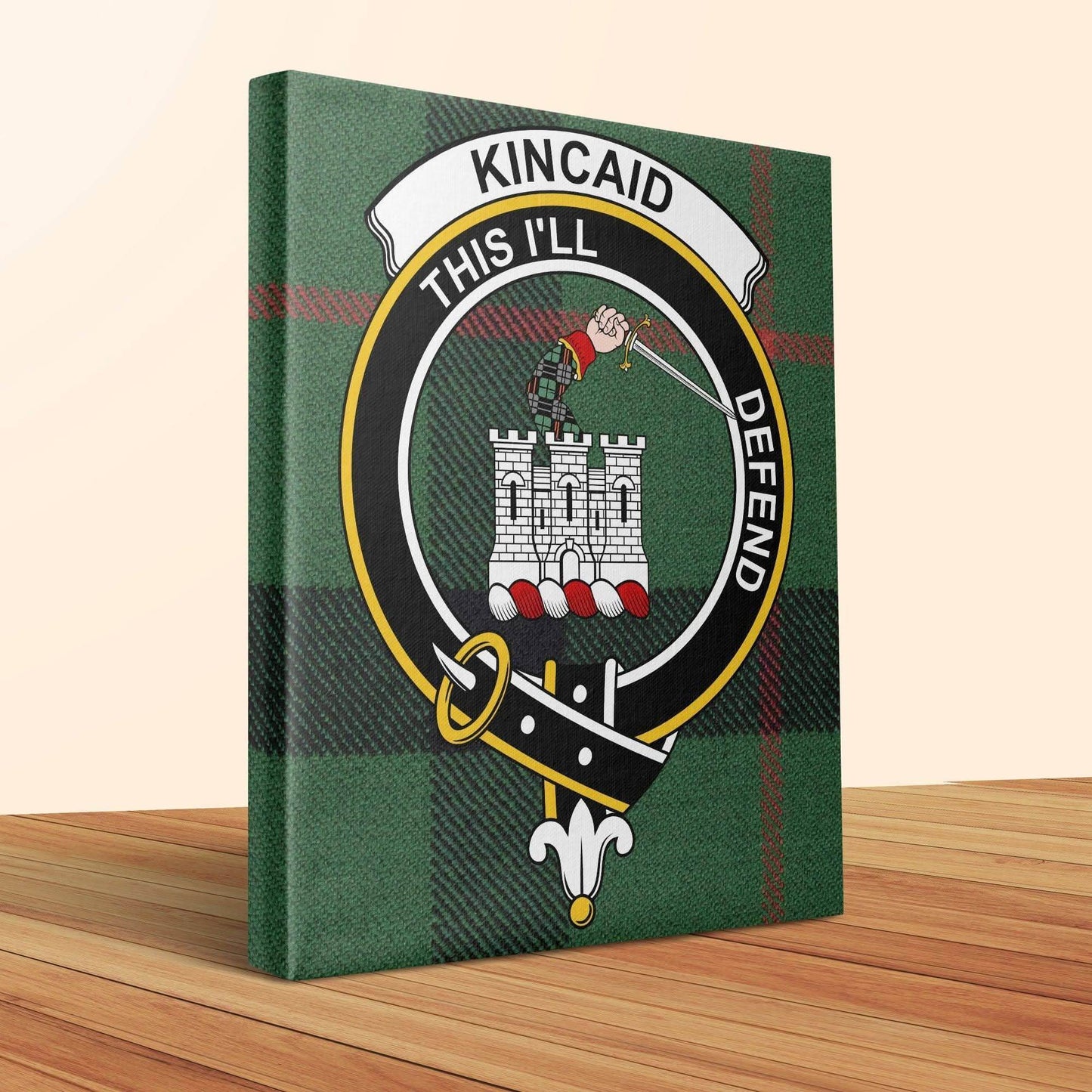 Kincaid Scottish Clan Crest Tartan Poster Canvas Wrap - Celtic Ancestry Gifts