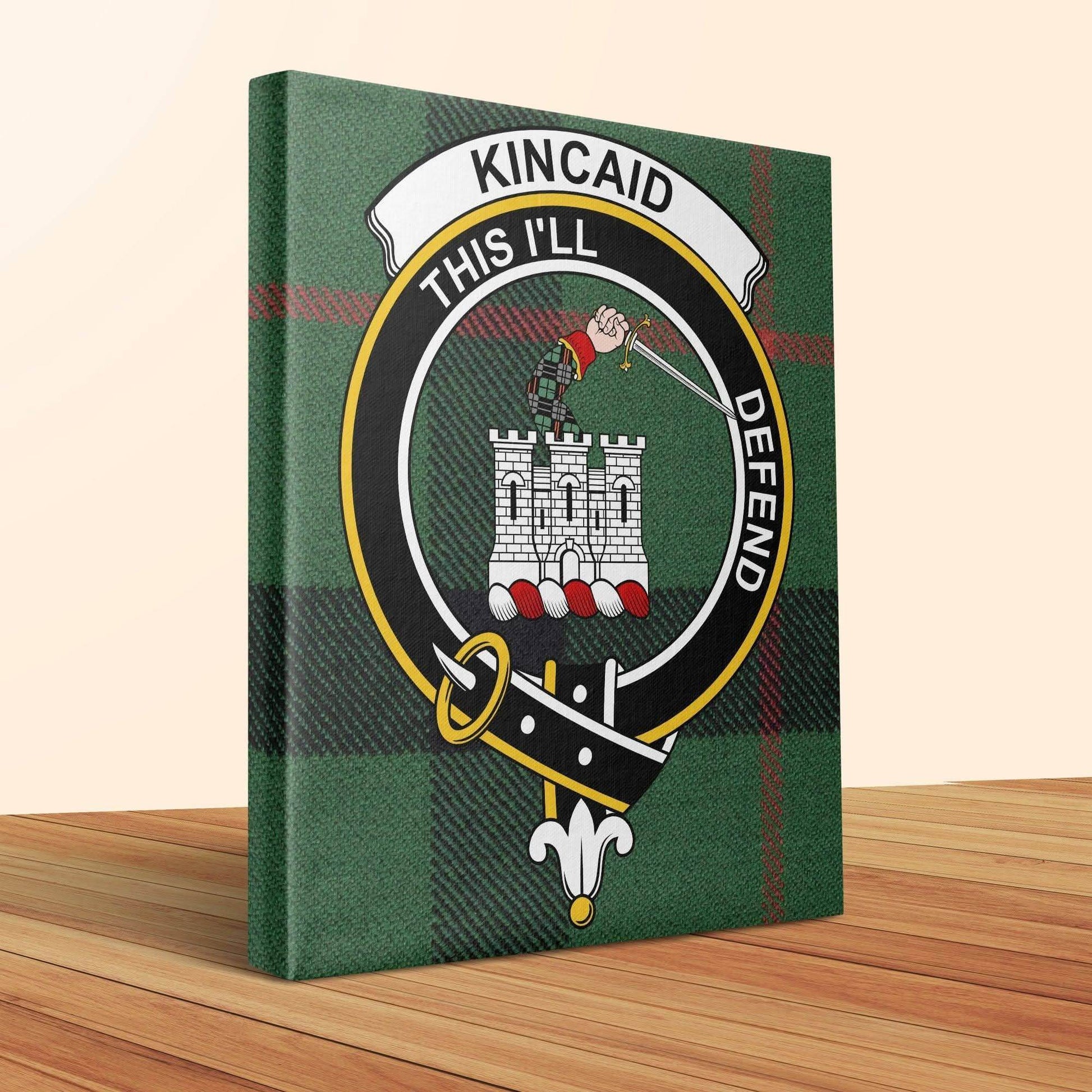 Kincaid Scottish Clan Crest Tartan Poster Canvas Wrap - Celtic Ancestry Gifts