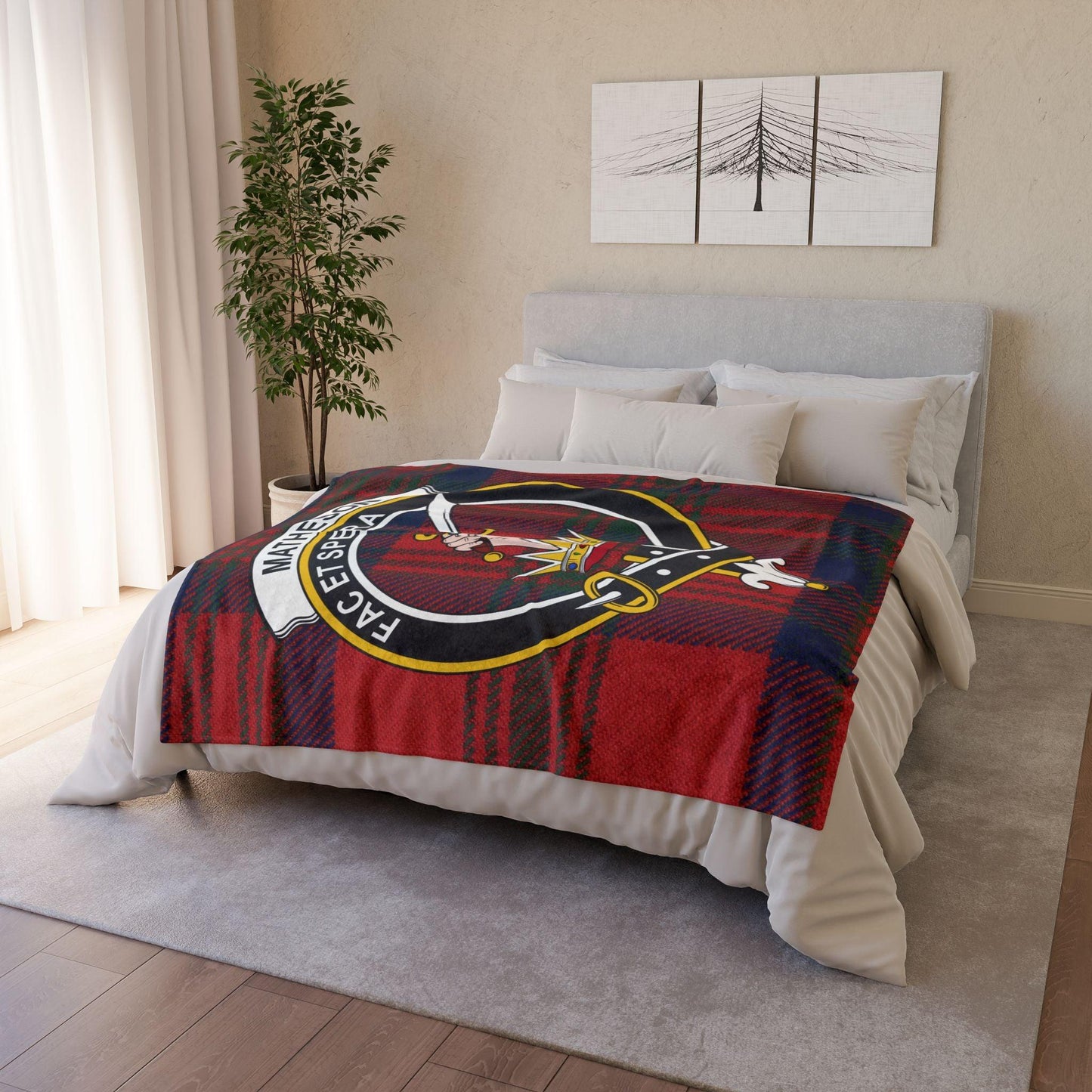 Matheson Clan Tartan Blanket – Scottish Crest Throw, Soft & Cozy