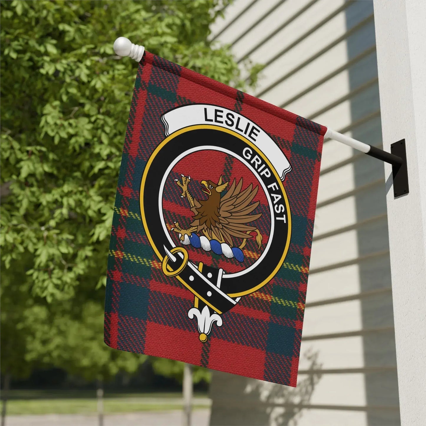 Scottish Clan Leslie Crest Grip Fast Plaid Flag product type