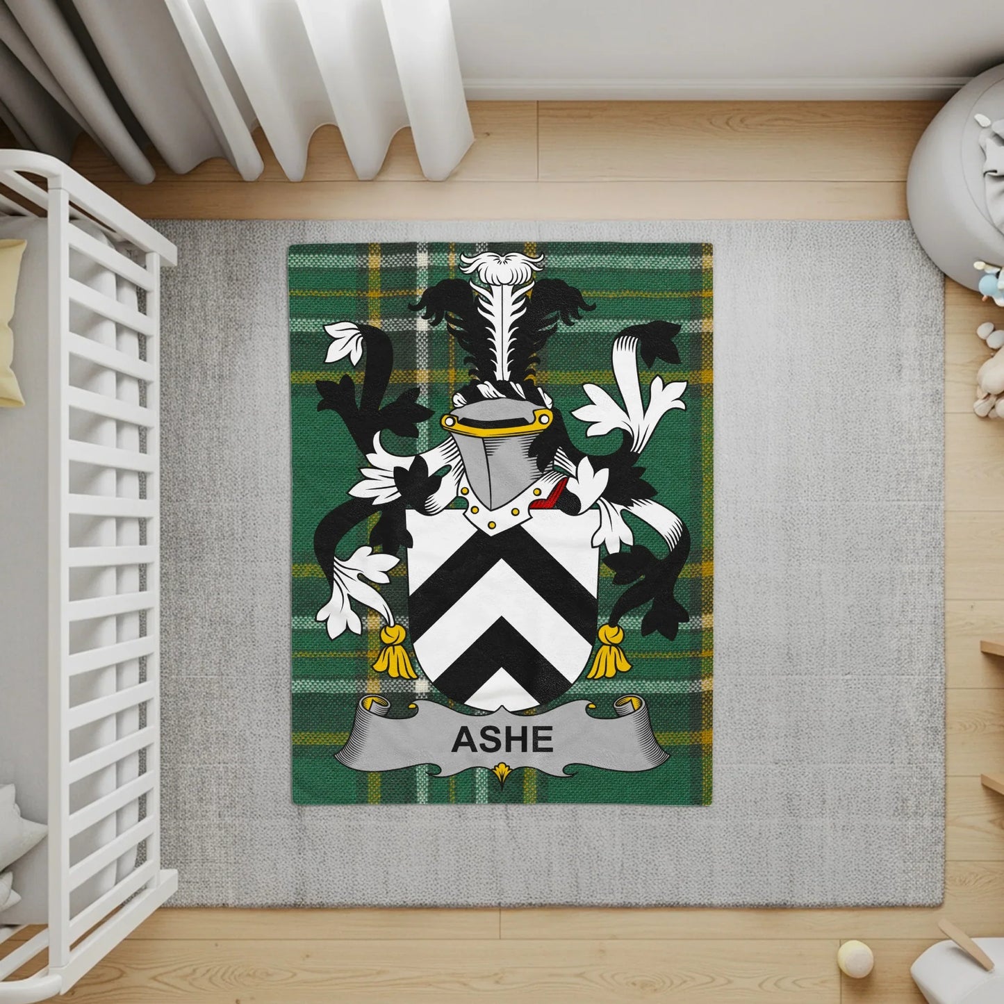 Stylish Ashe Crest Green Plaid Design Baby Nursery Rug Product