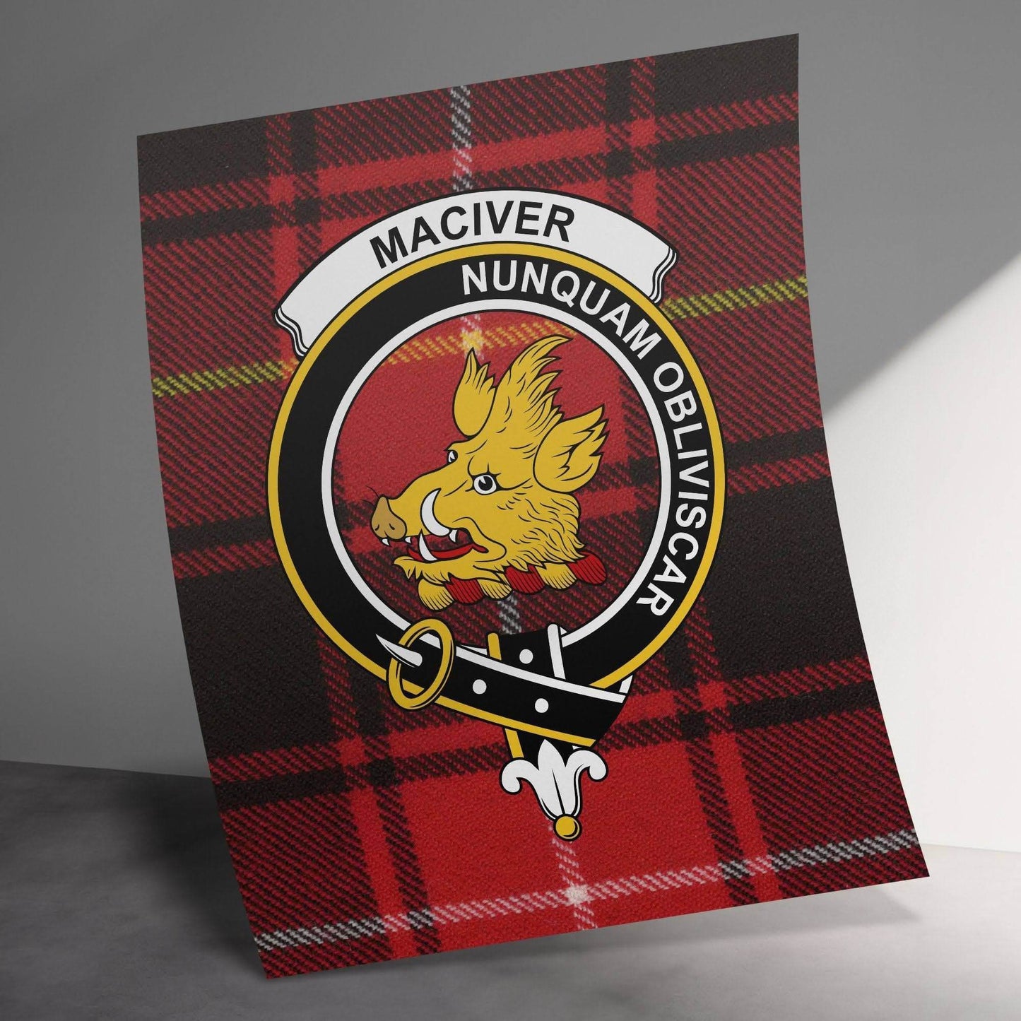 MacIver Scottish Clan Crest Tartan Poster Canvas Wrap - Celtic Ancestry Gifts