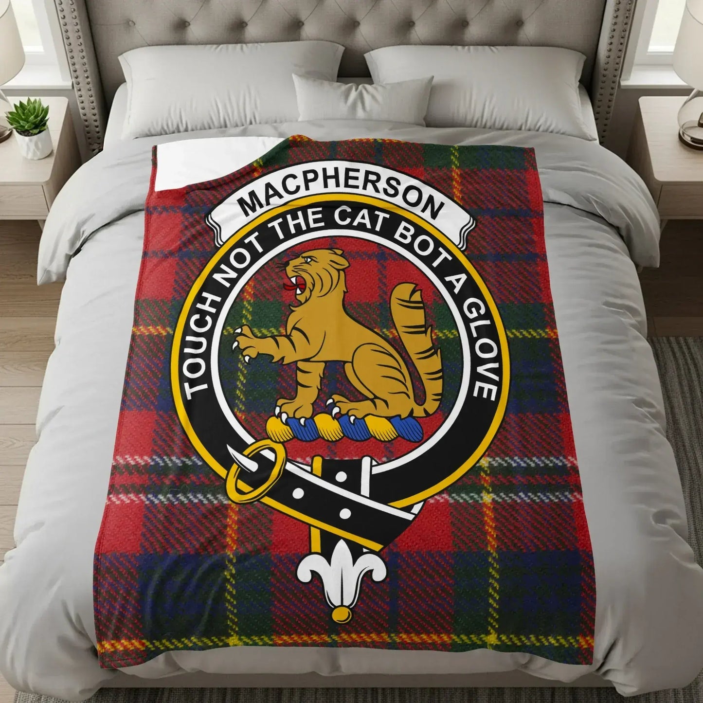 Macpherson Clan Tartan Blanket Touch Not Cat Bot a Glove product