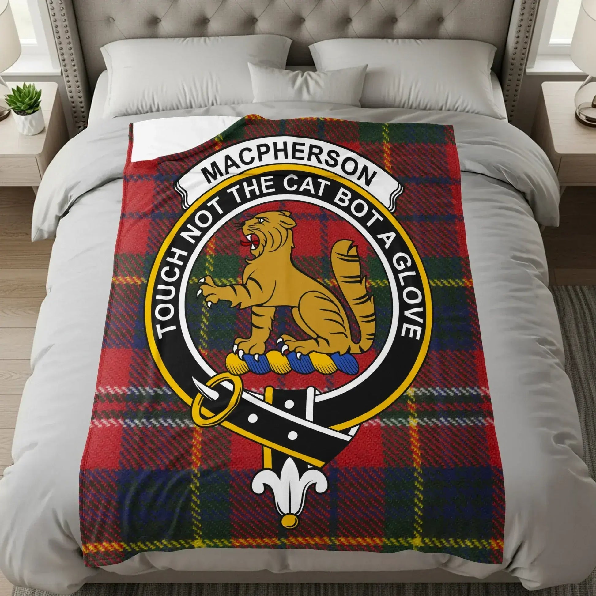 Macpherson Clan Tartan Blanket Touch Not Cat Bot a Glove product