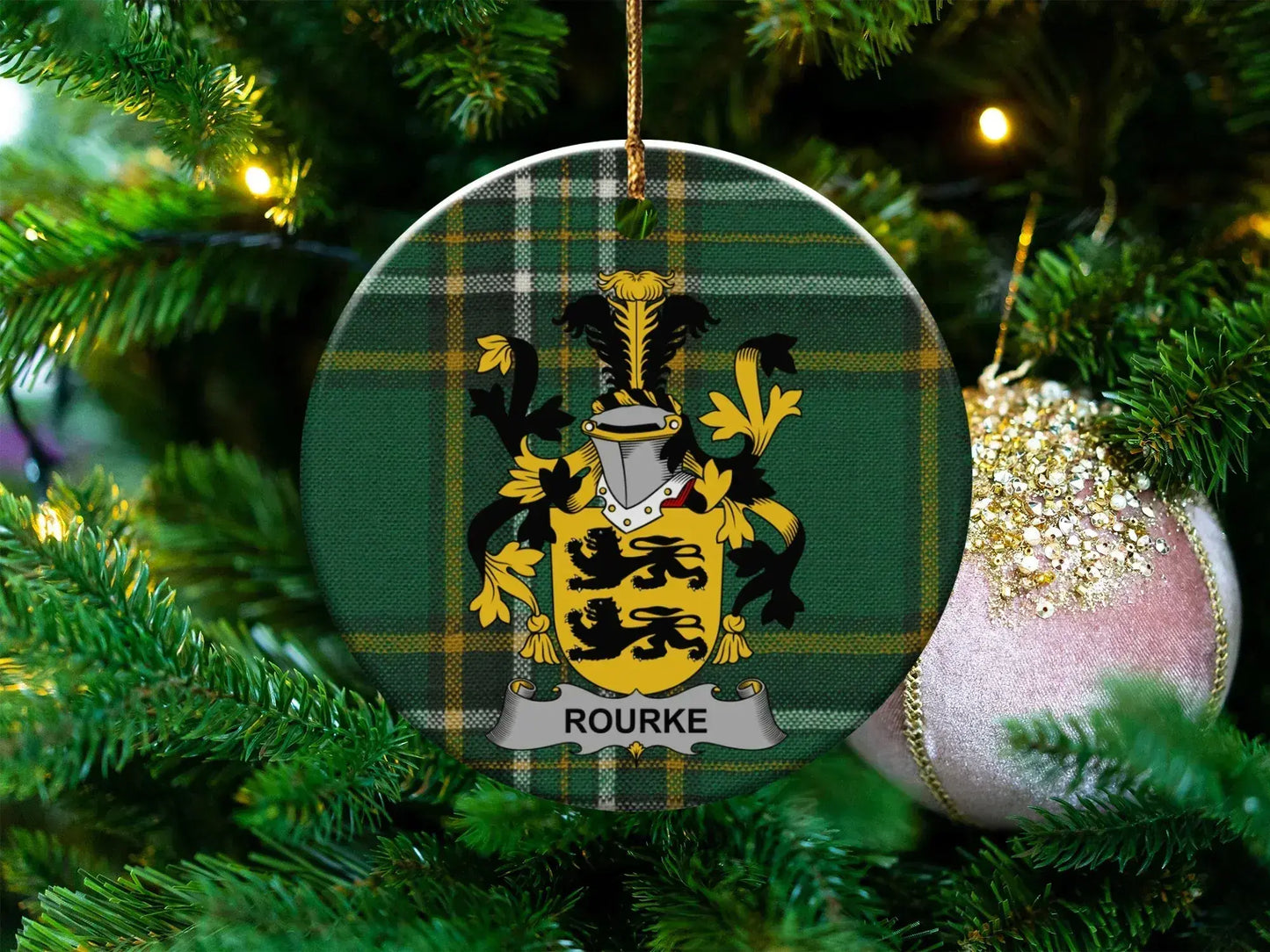 Family Crest Plaid Pattern Customizable Ornament product type