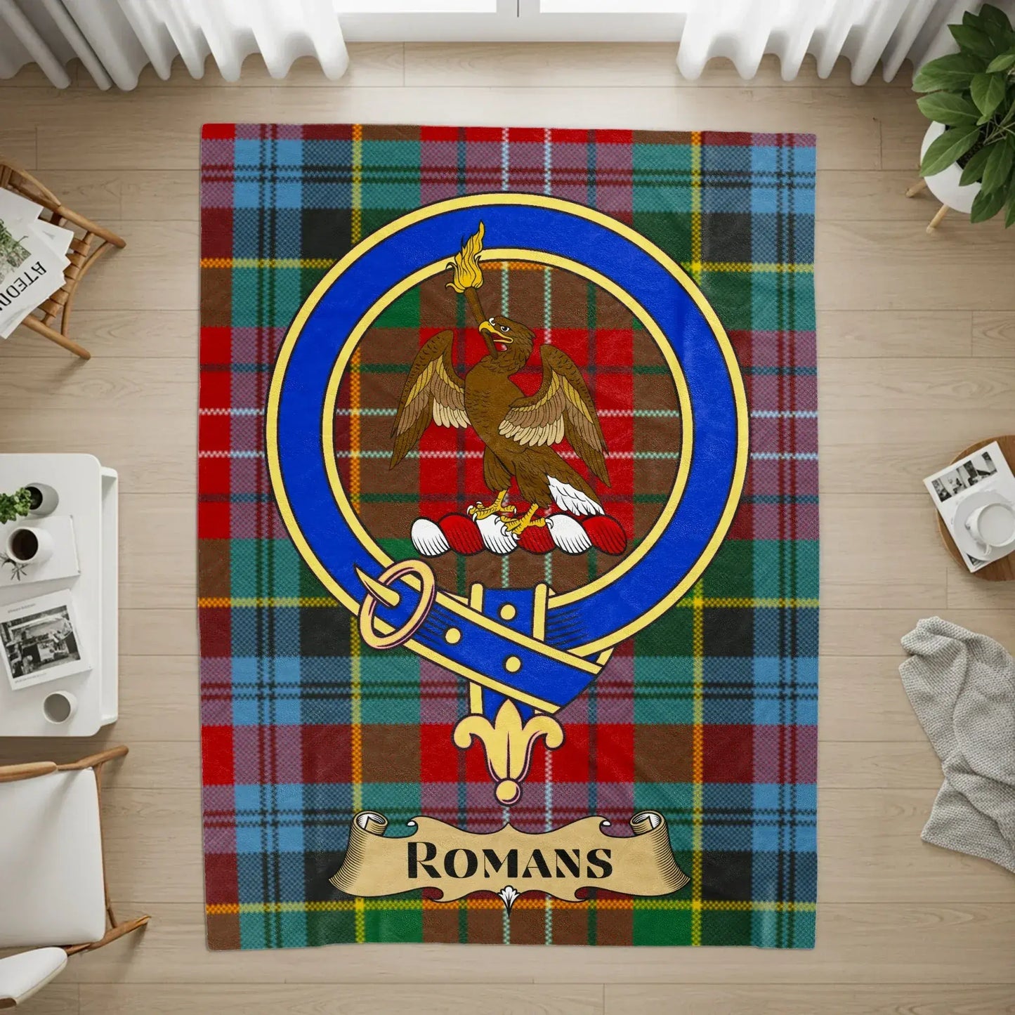 Scottish Clan Tartan Rug with Eagle Crest product
