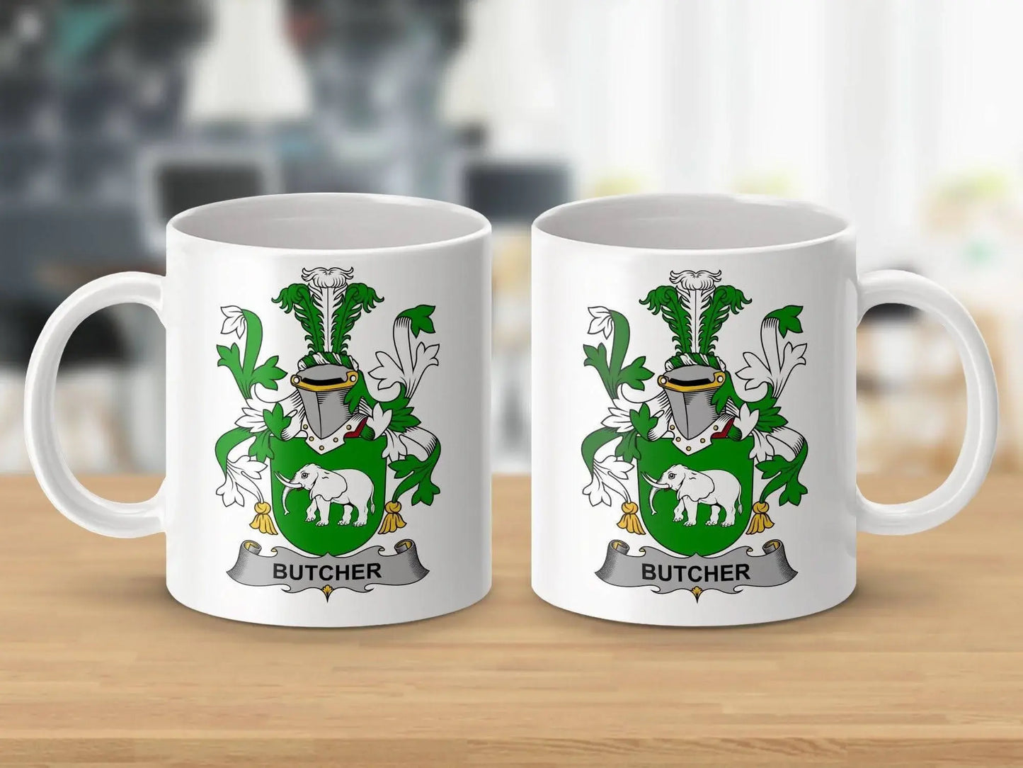 Butcher Surname Irish Family Crest Heraldry Art mug - Celtic Ancestry Gifts