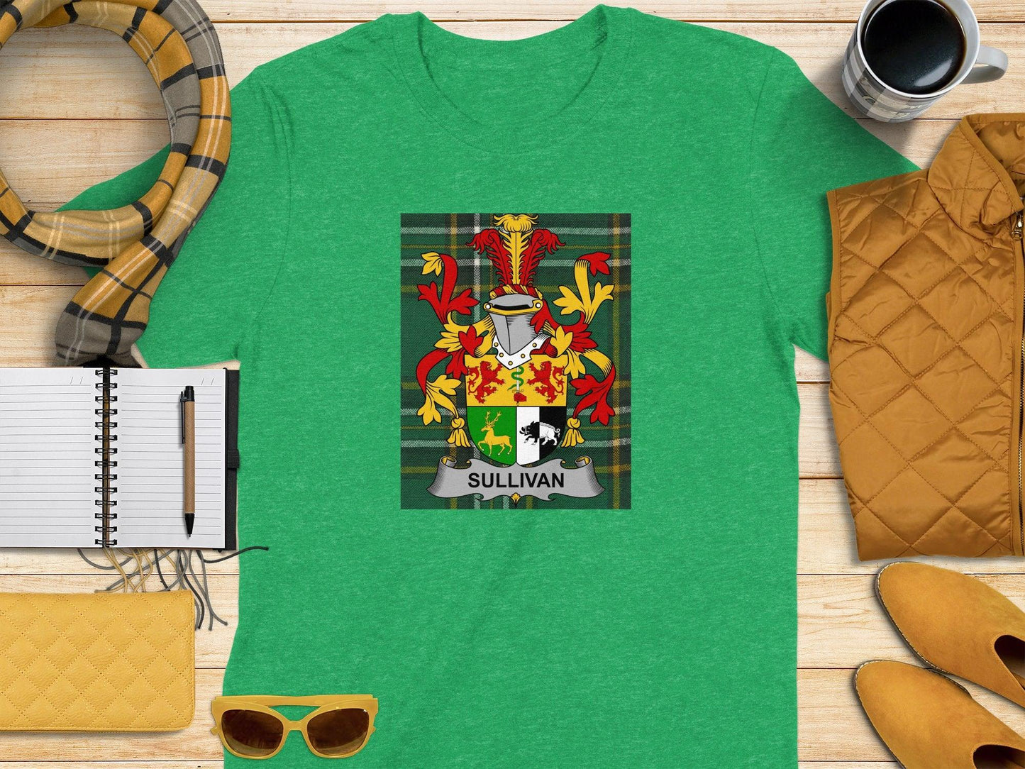 Sullivan Family Coat of Arms Tartan T-Shirt - Celtic Ancestry Gifts