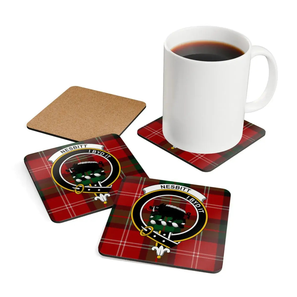 Scottish Crest Plaid Design Custom Name Coaster product type