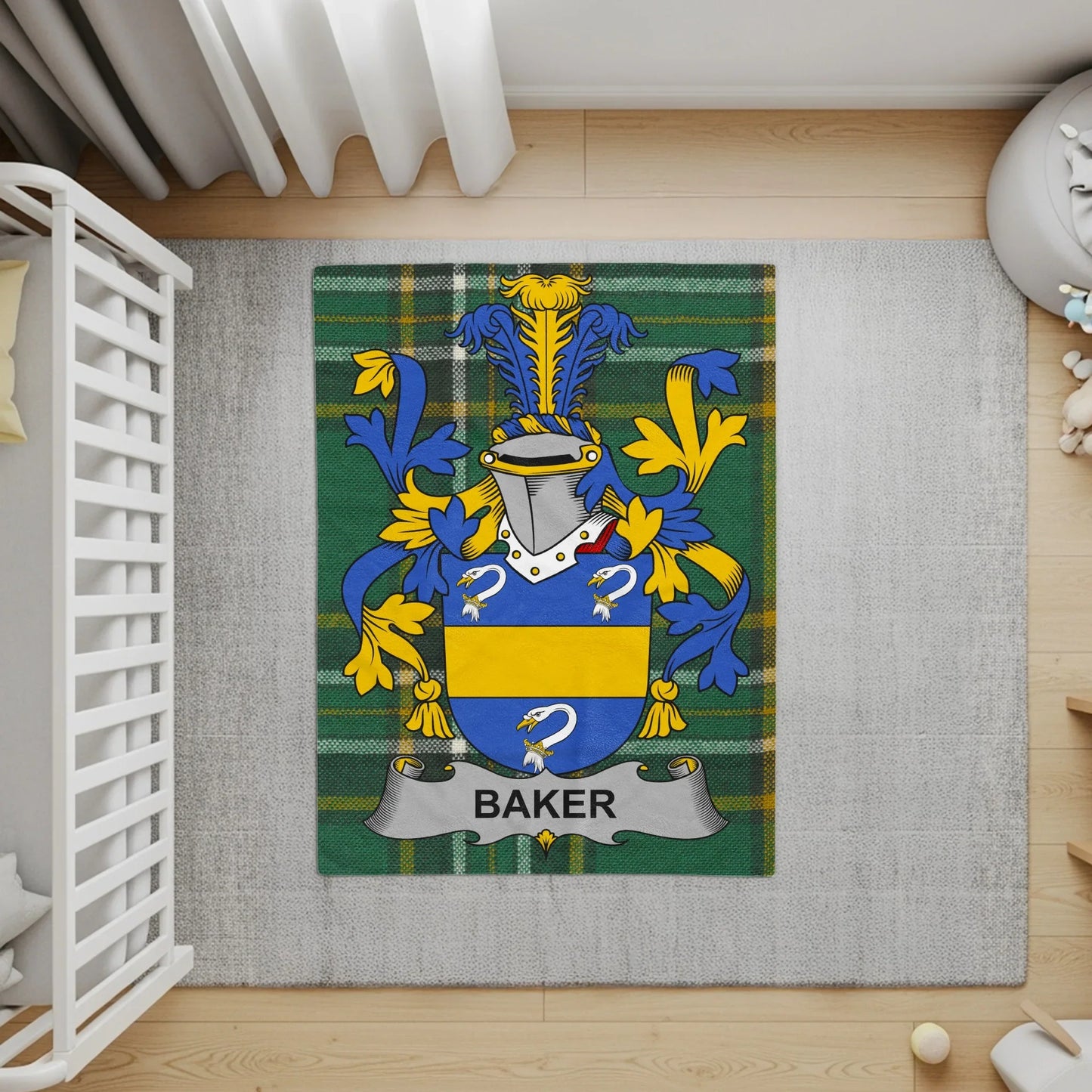 Baker Family Crest Customizable Living Room Mat product type