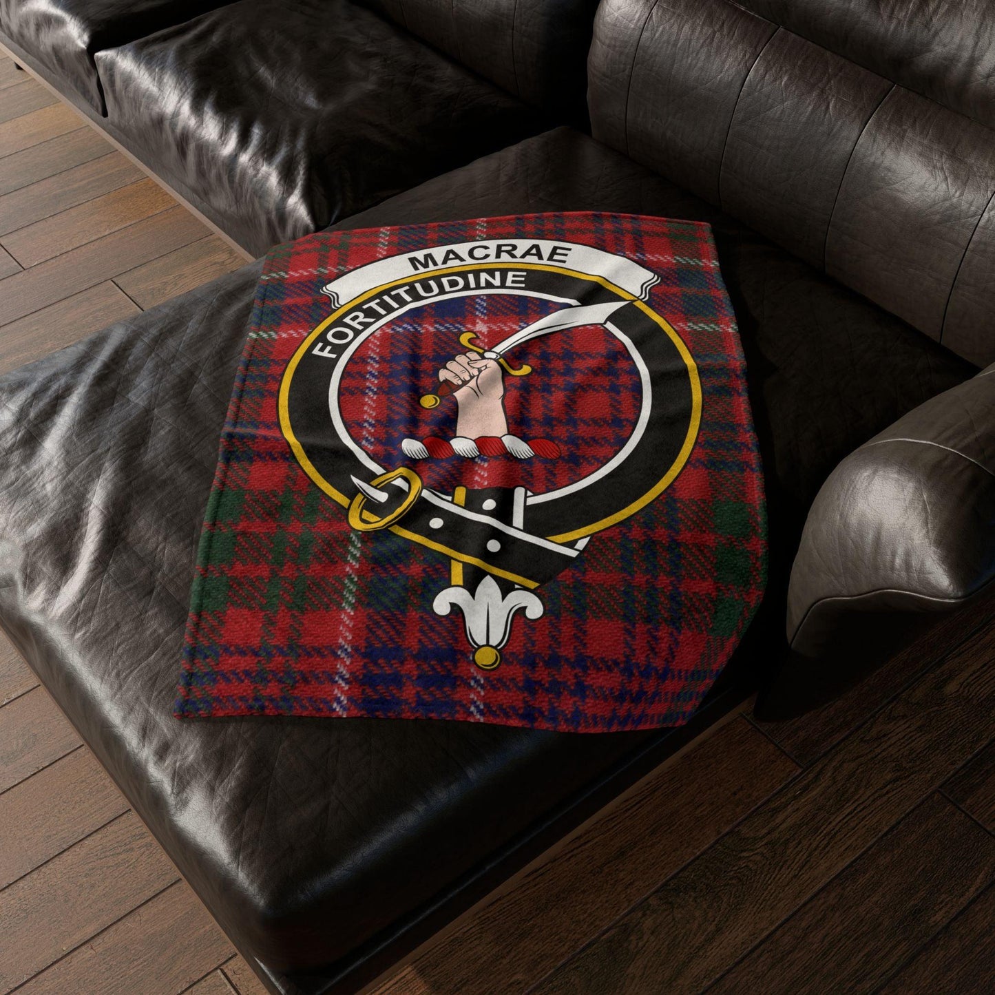 MacRae Clan Tartan Blanket – Scottish Crest Throw, Soft & Cozy