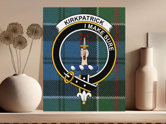 Kirkpatrick Scottish Tartan Clan Crest Emblem Canvas - Celtic Ancestry Gifts