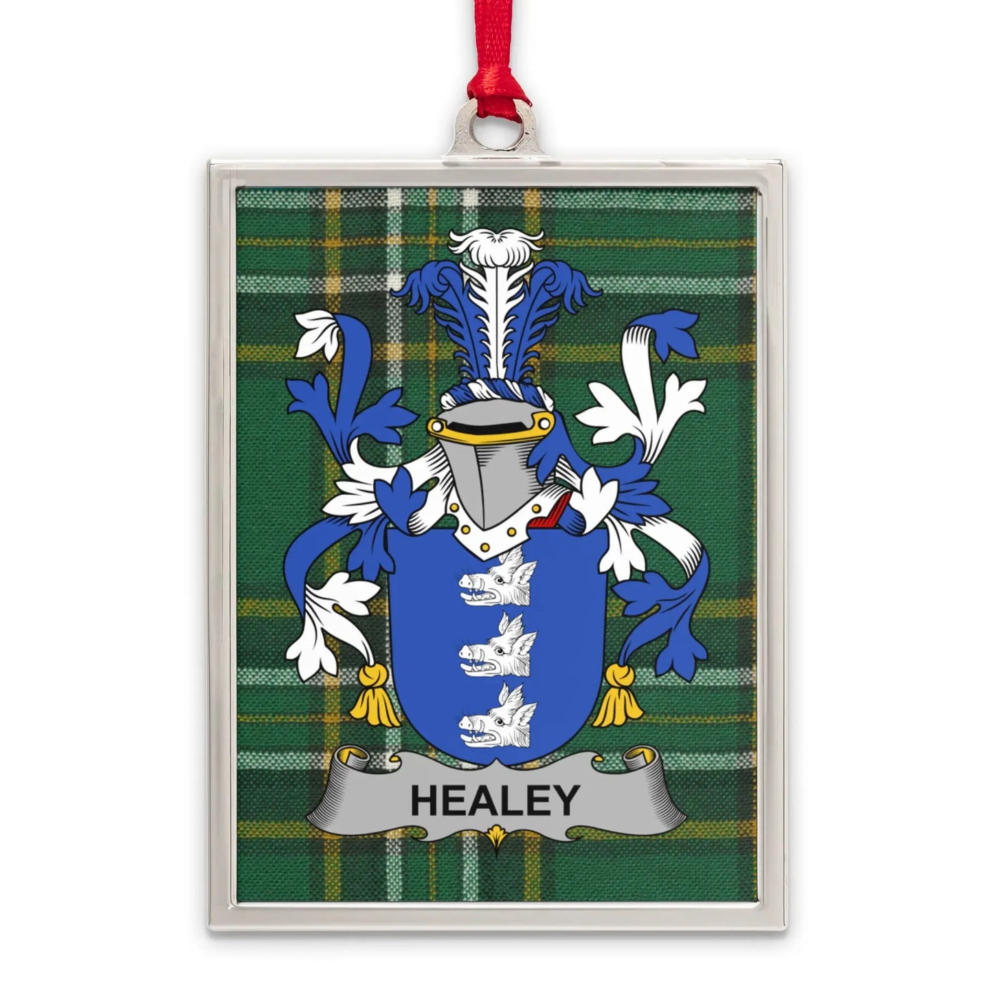 Healey Family Crest Plaid Background Ornament product