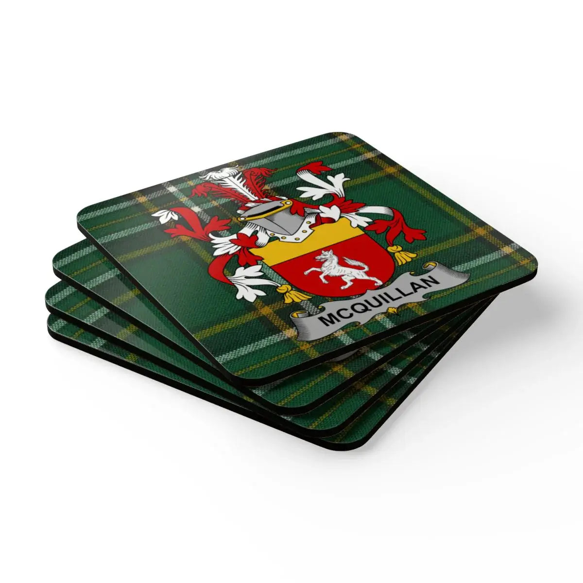 McQuillan Family Crest Tartan Print Coaster Set product