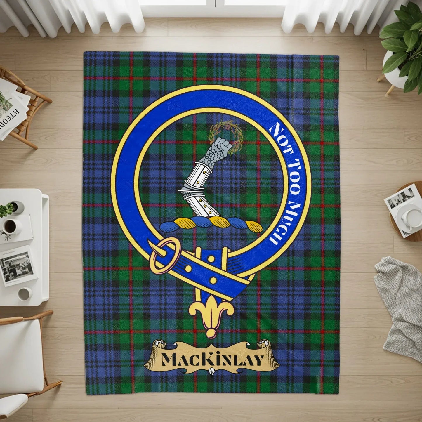 Mackinlay Clan Crest Tartan Design Rug product
