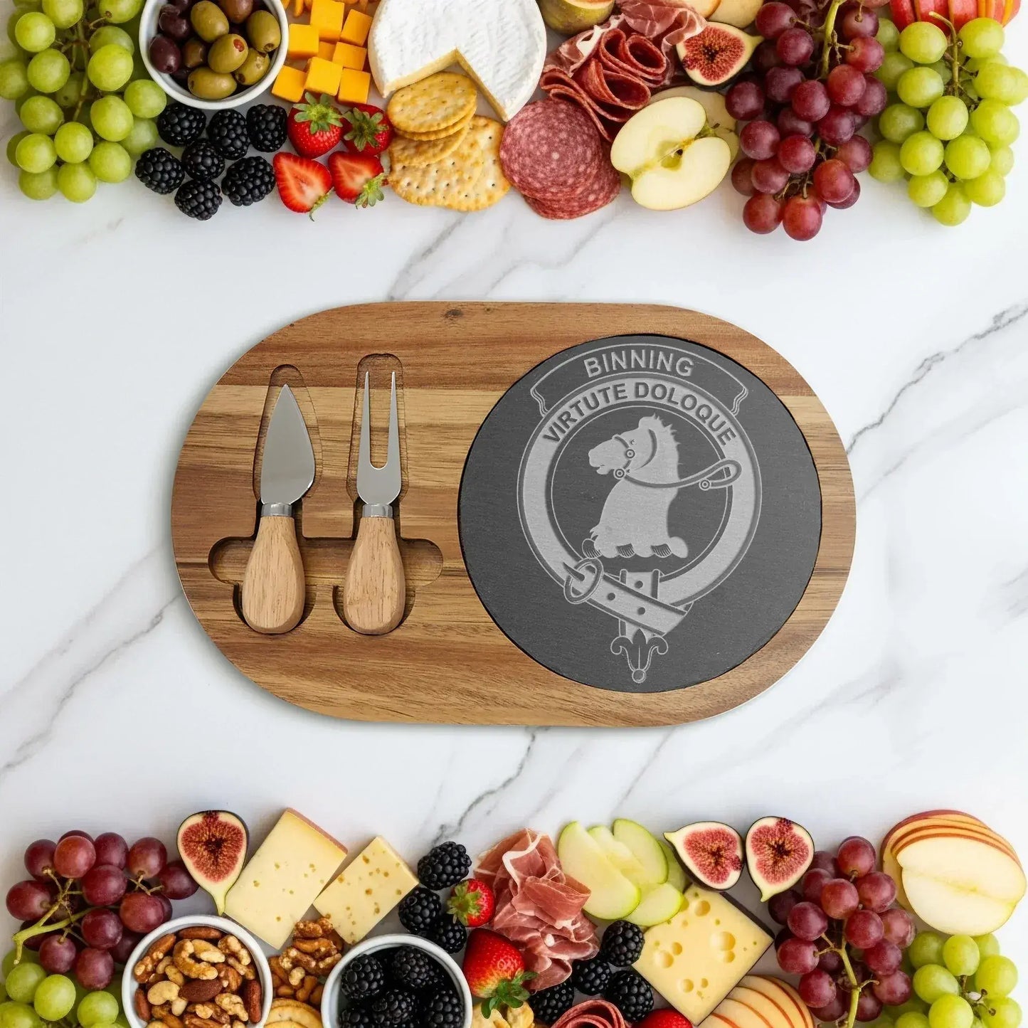 Charcuterie Set Cutting Board with Engraved Family Crest product type