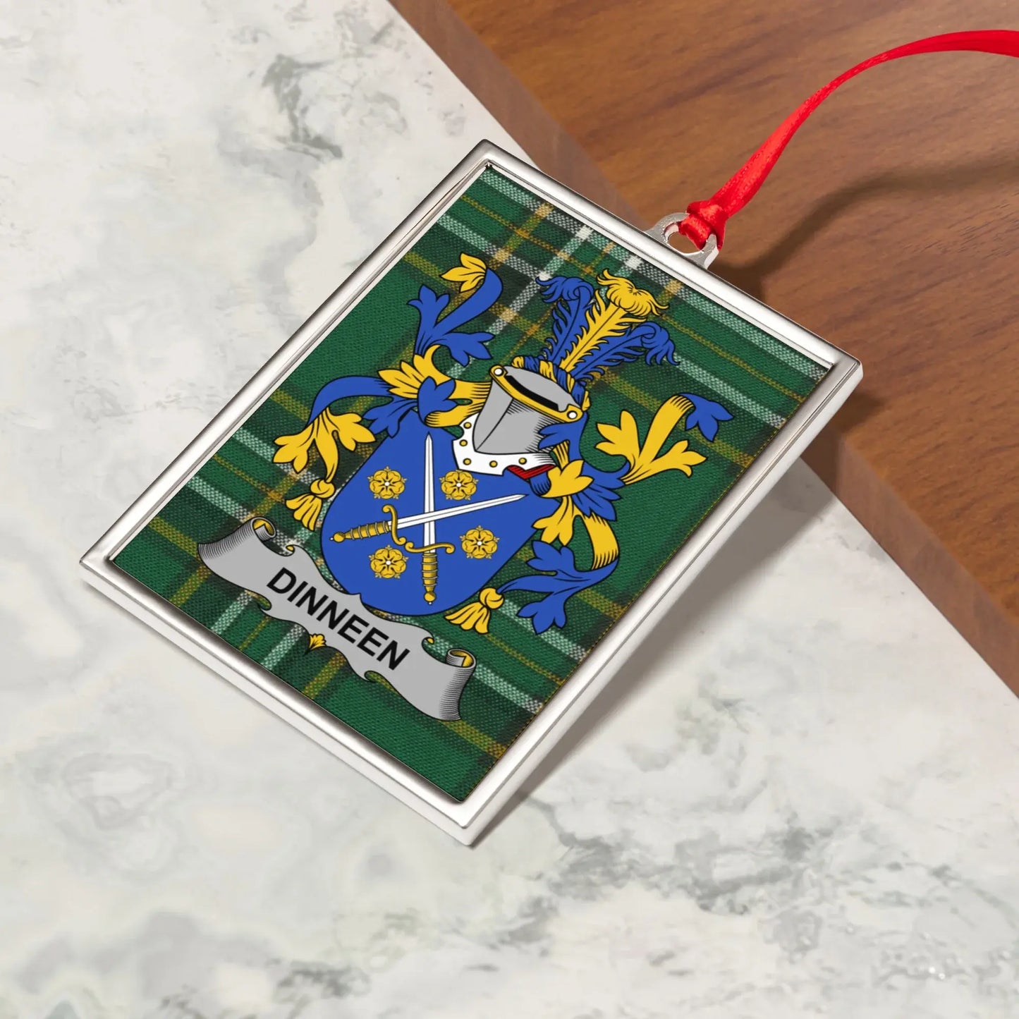 Dinneen Family Crest Tartan Plaid Ornament product