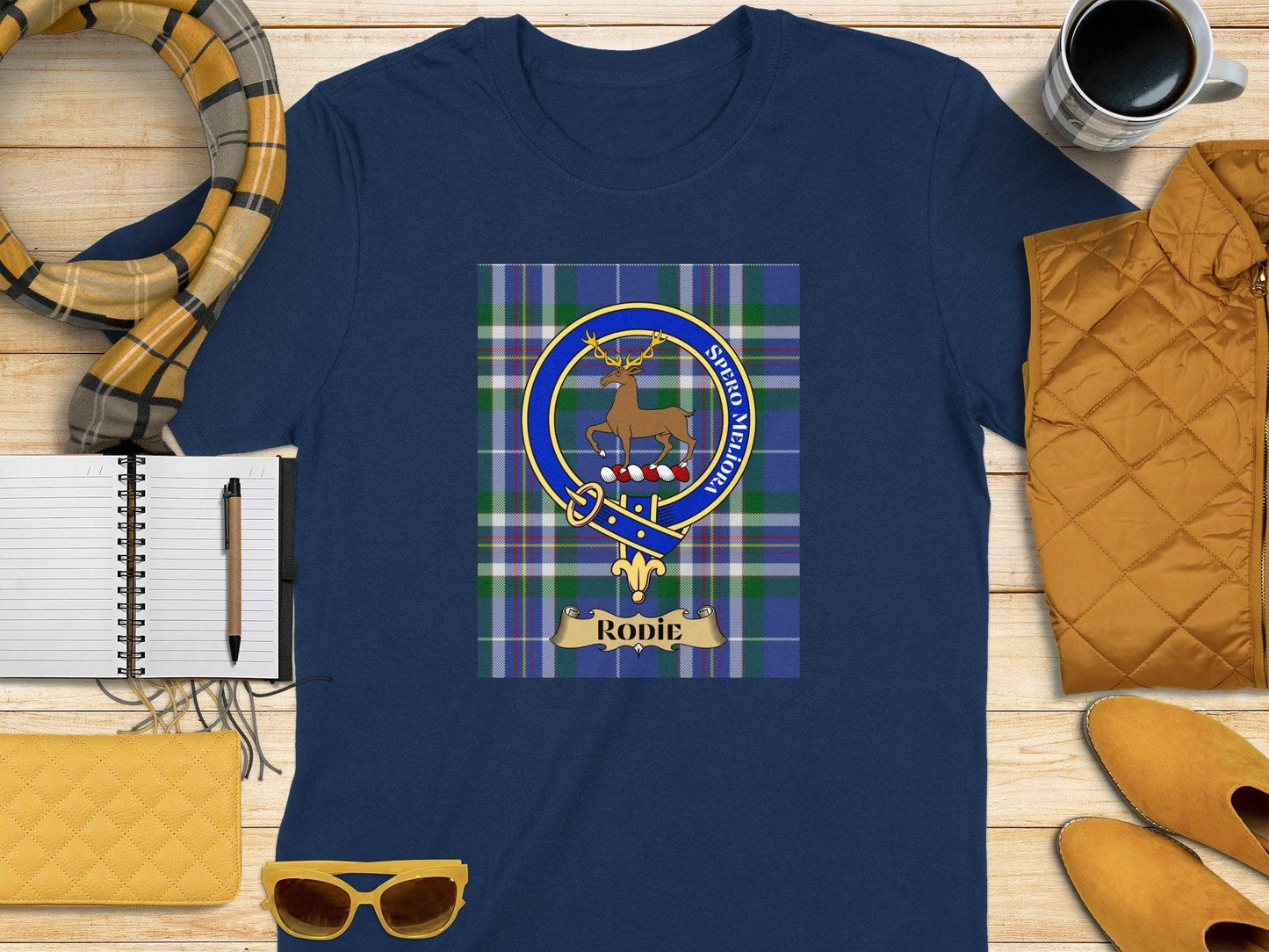 Rodie Clan Crest Scottish Tartan T-Shirt - Celtic Ancestry Gifts