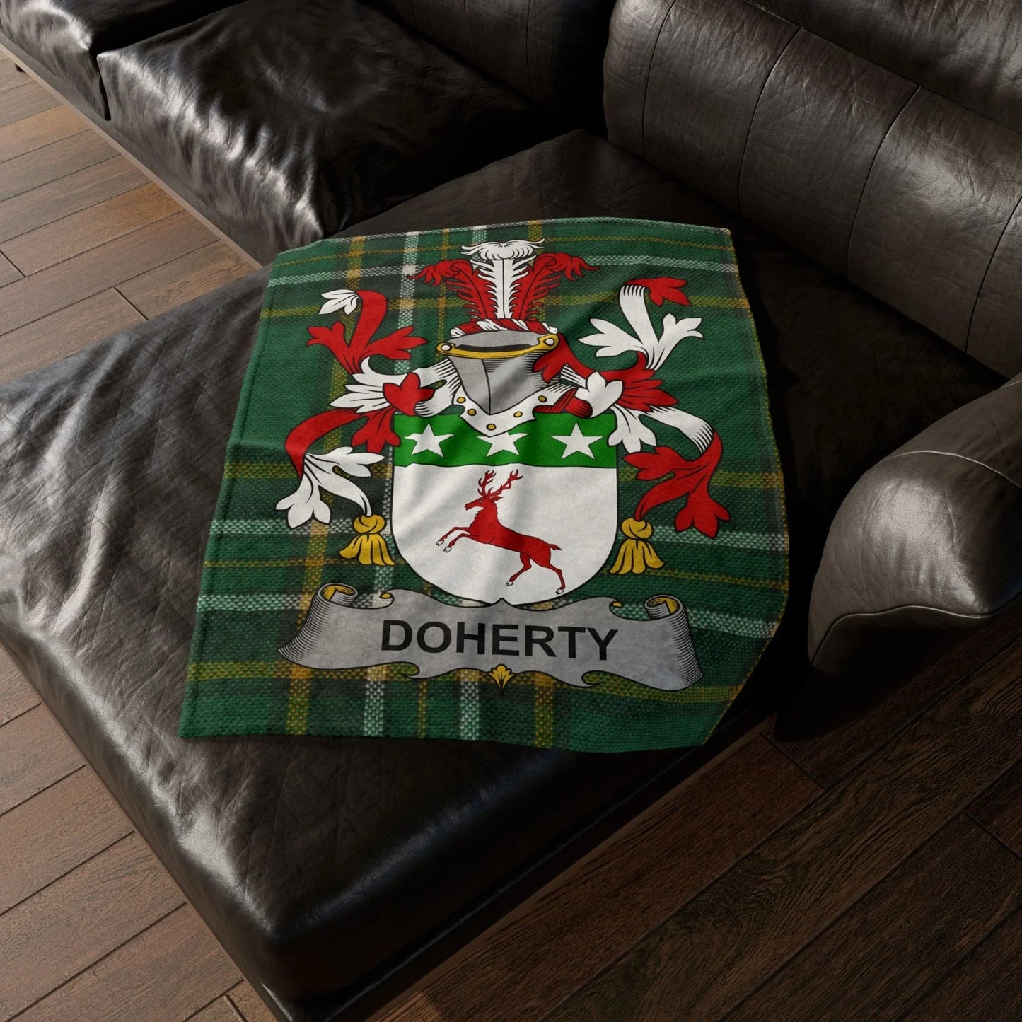 Doherty Surname Irish Coat Of Arms Tartan Blanket