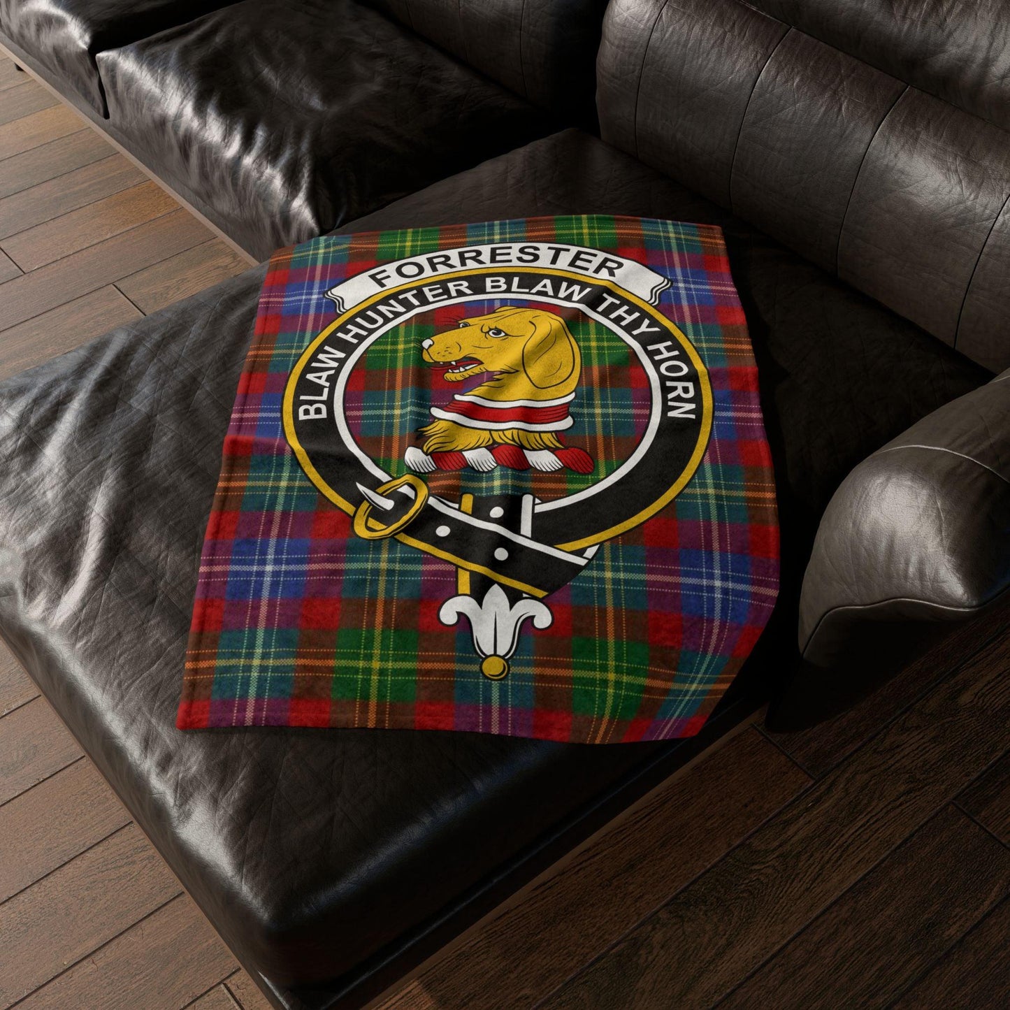 Forrester Clan Tartan Blanket – Scottish Crest Throw