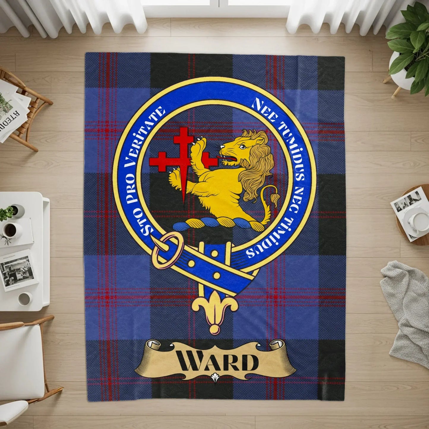 Clan Crest Lion and Cross Tartan Accent Rug product type