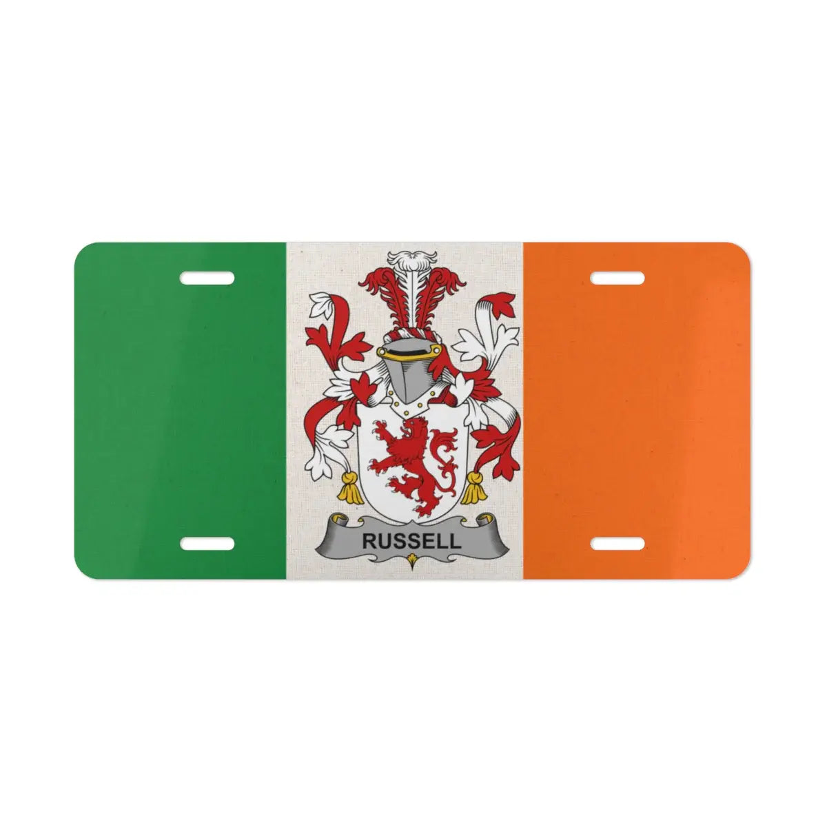 Custom Russell Family Crest Irish Flag License Plate product